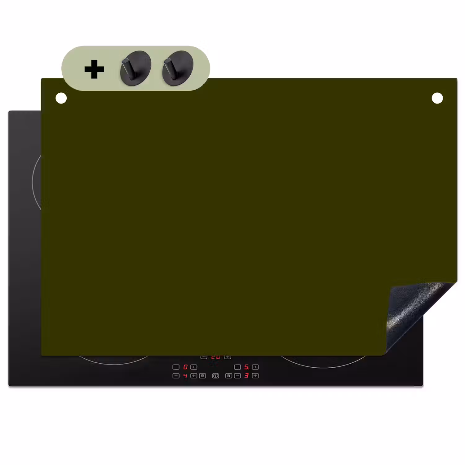 Dark - Olive - Groen Inductie beschemer met haakjes klein 777 -3d