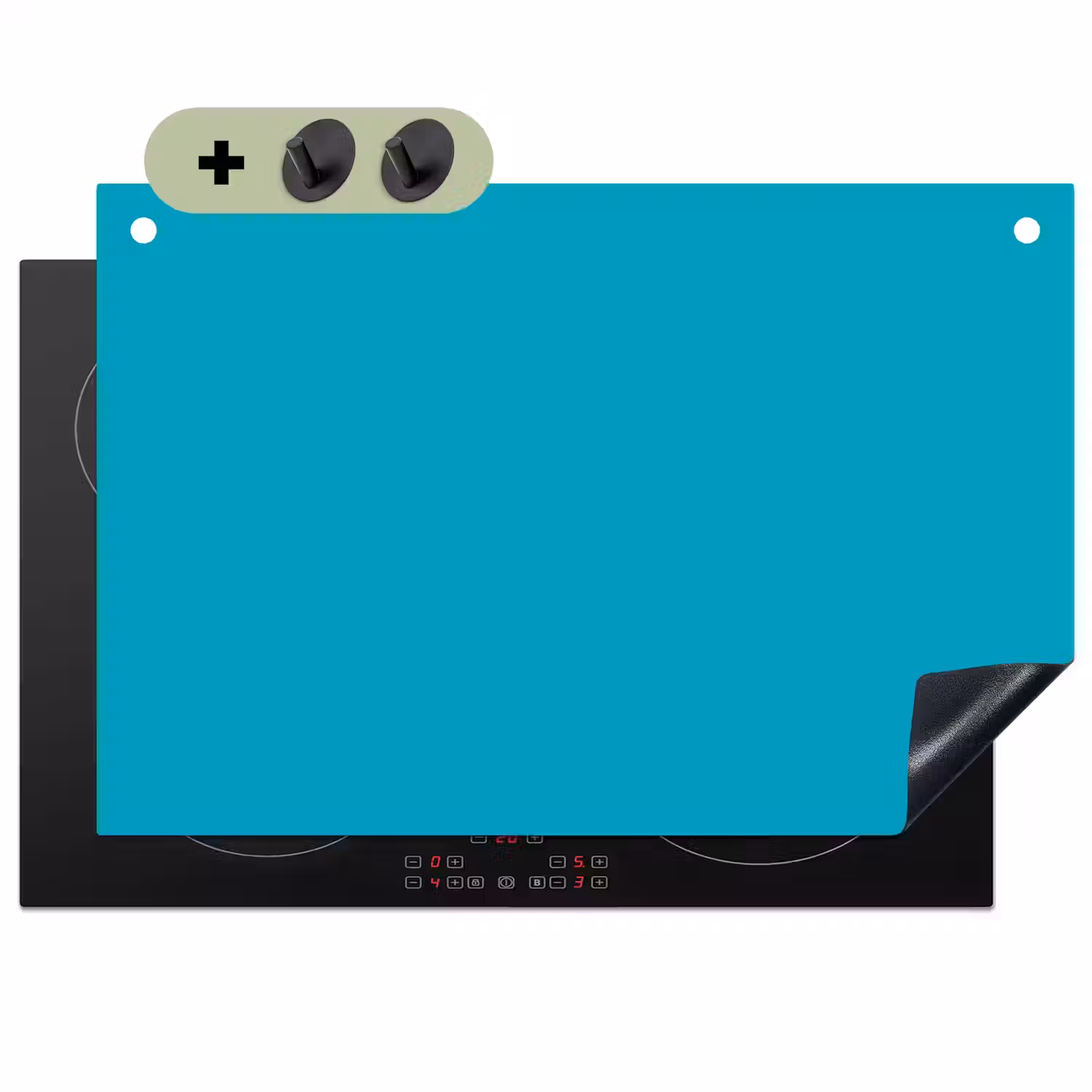Deep - Turquoise - Turkoois Inductie beschemer met haakjes klein 777 -3d
