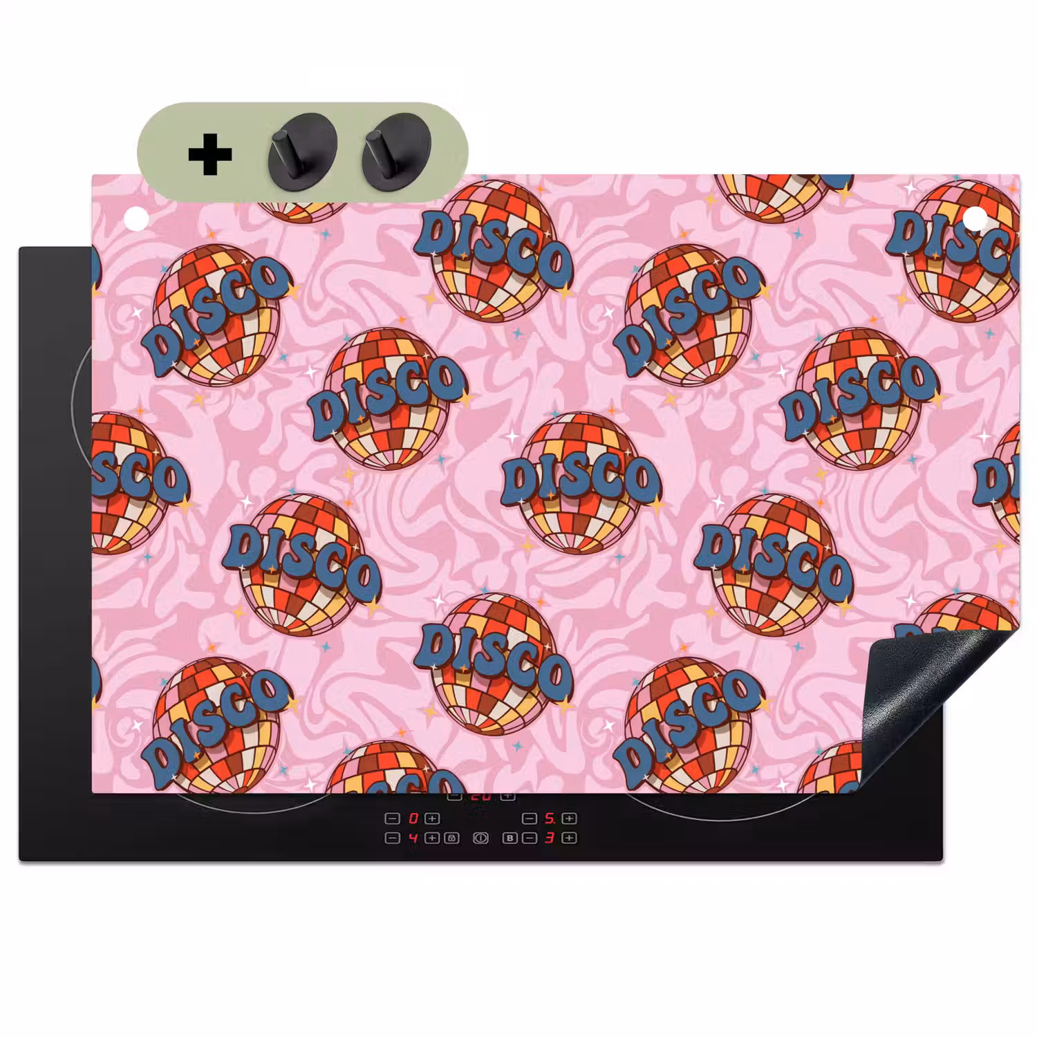 Disco - Bal - Patroon - Roze Inductie beschemer met haakjes klein 777 -3d