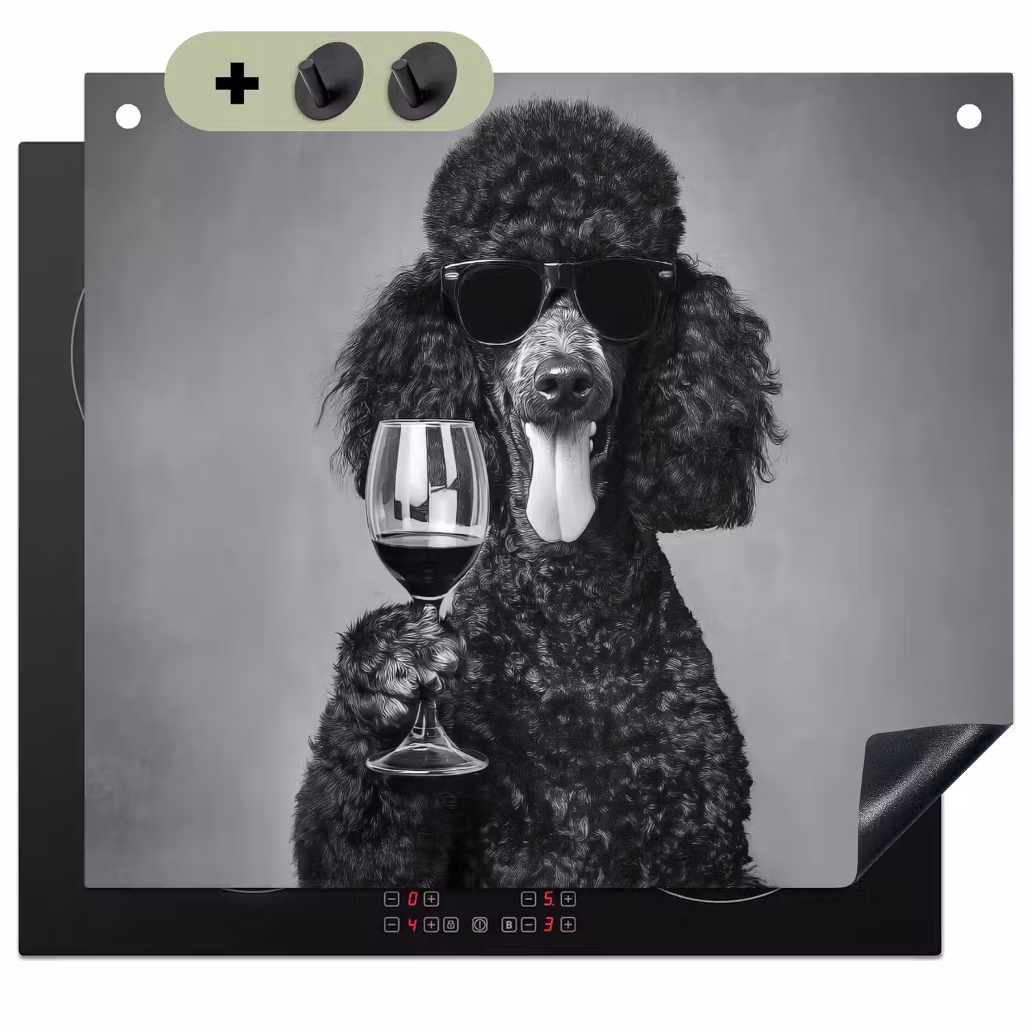 Hond - Krullen - Zonnebril - Wijn Inductie beschemer met haakjes middel -3d