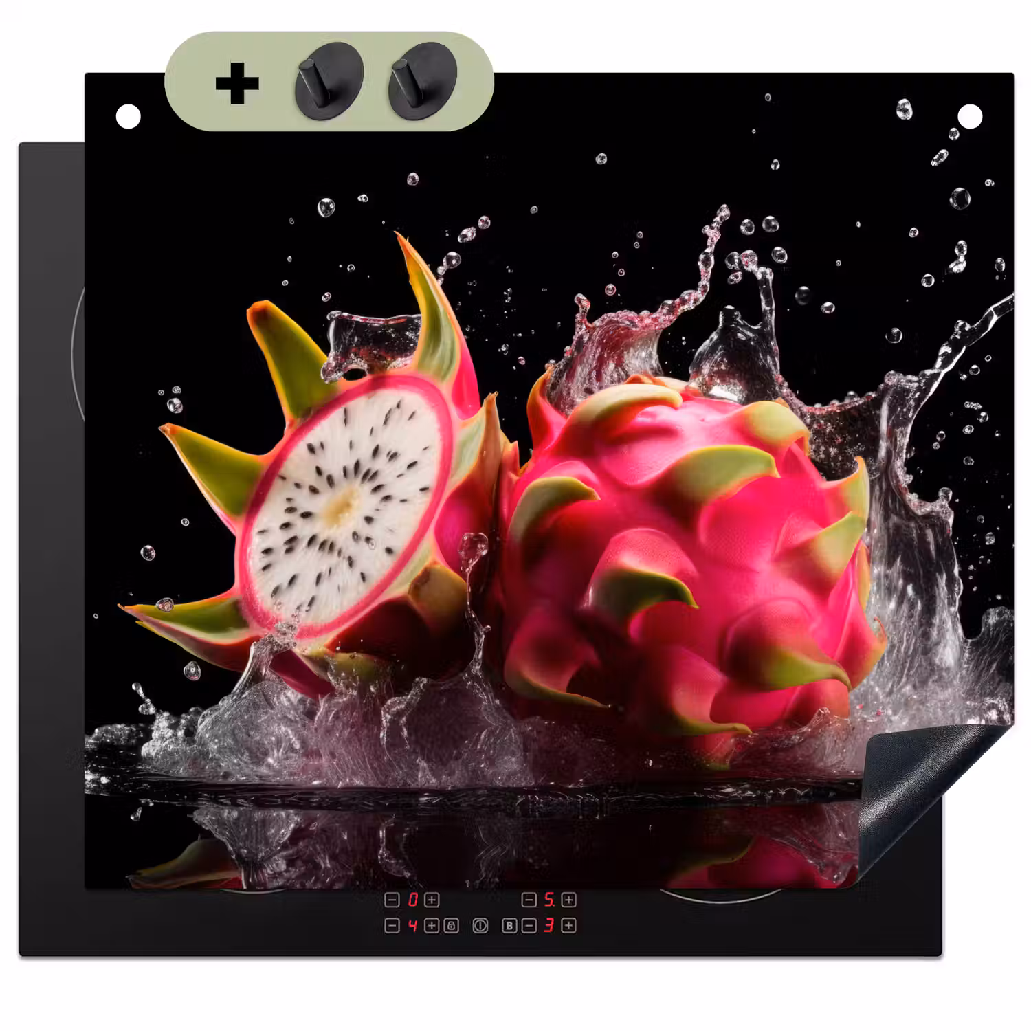 Drakenfruit - Zwart - Water - Vrucht - Fruit Inductie beschemer met haakjes middel -3d