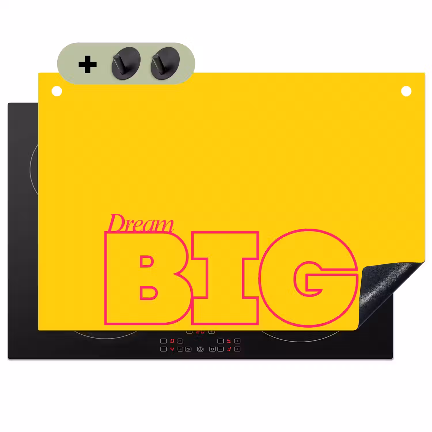 Dream big - Geel - Grafisch Inductie beschemer met haakjes klein -3d