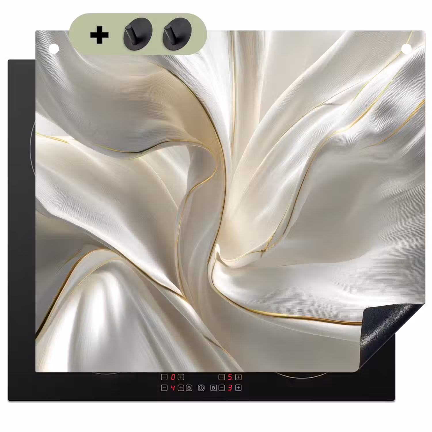 Stof - Plooien - Goud Inductie beschemer met haakjes middel -3d