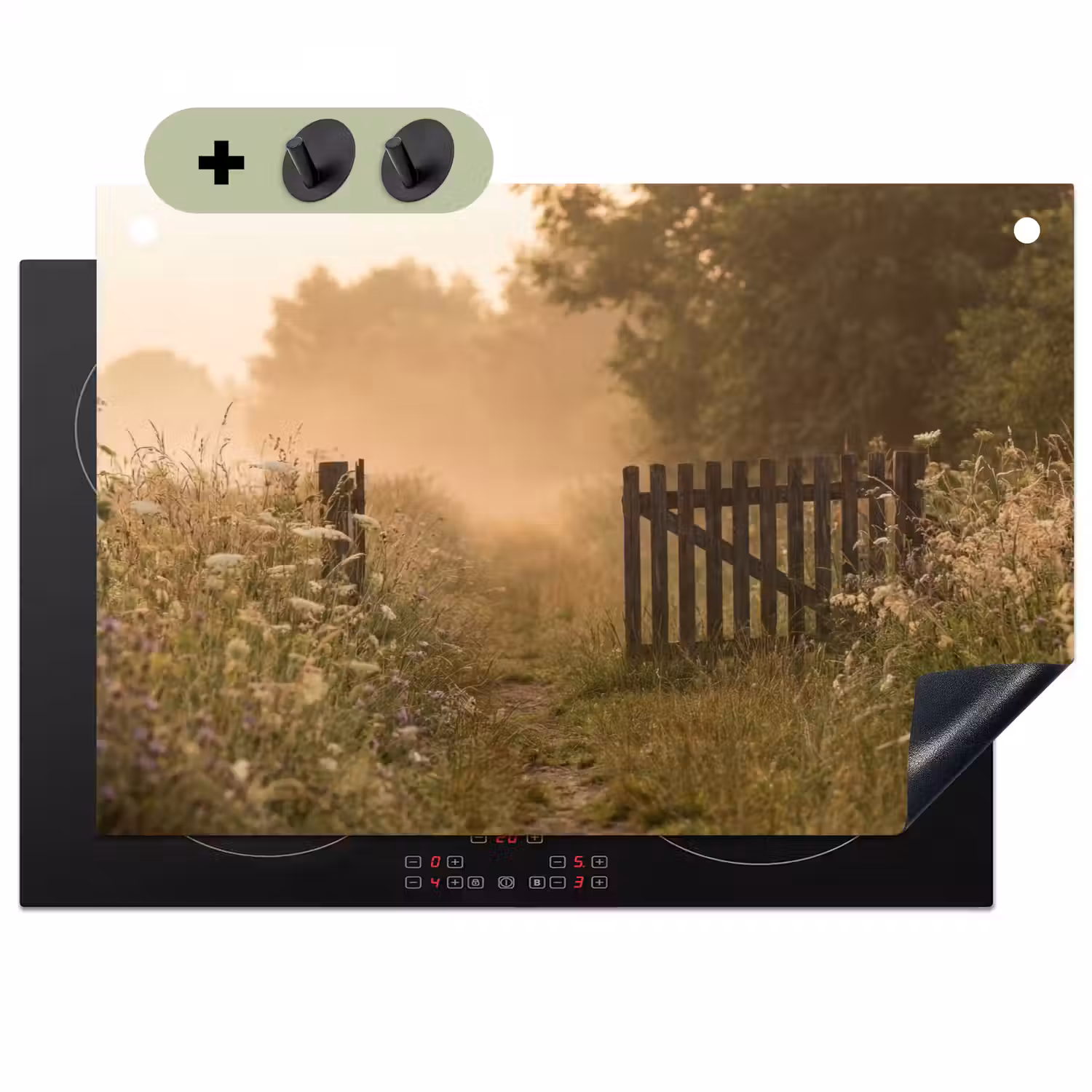 Hek - Natuur - Mist - Veld Inductie beschemer met haakjes klein -3d
