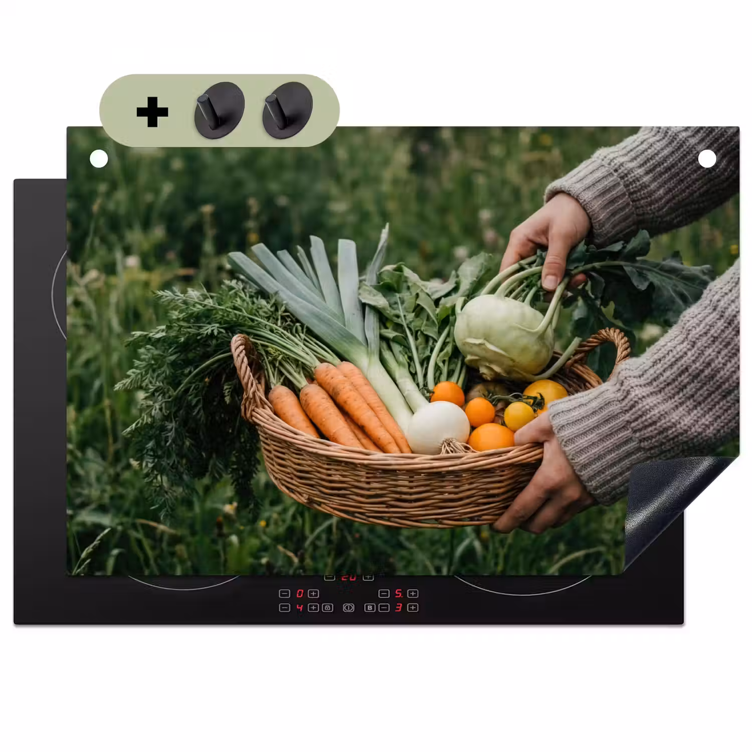 Veld - Groenten - Biologisch - Oogst Inductie beschemer met haakjes klein -3d