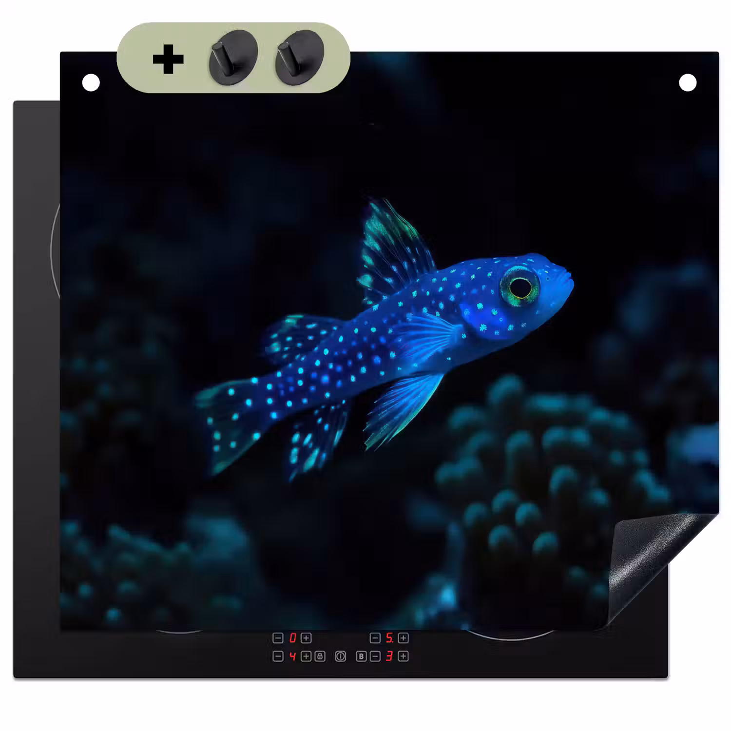Vis - Stippen - Koraal - Blauw Inductie beschemer met haakjes middel -3d