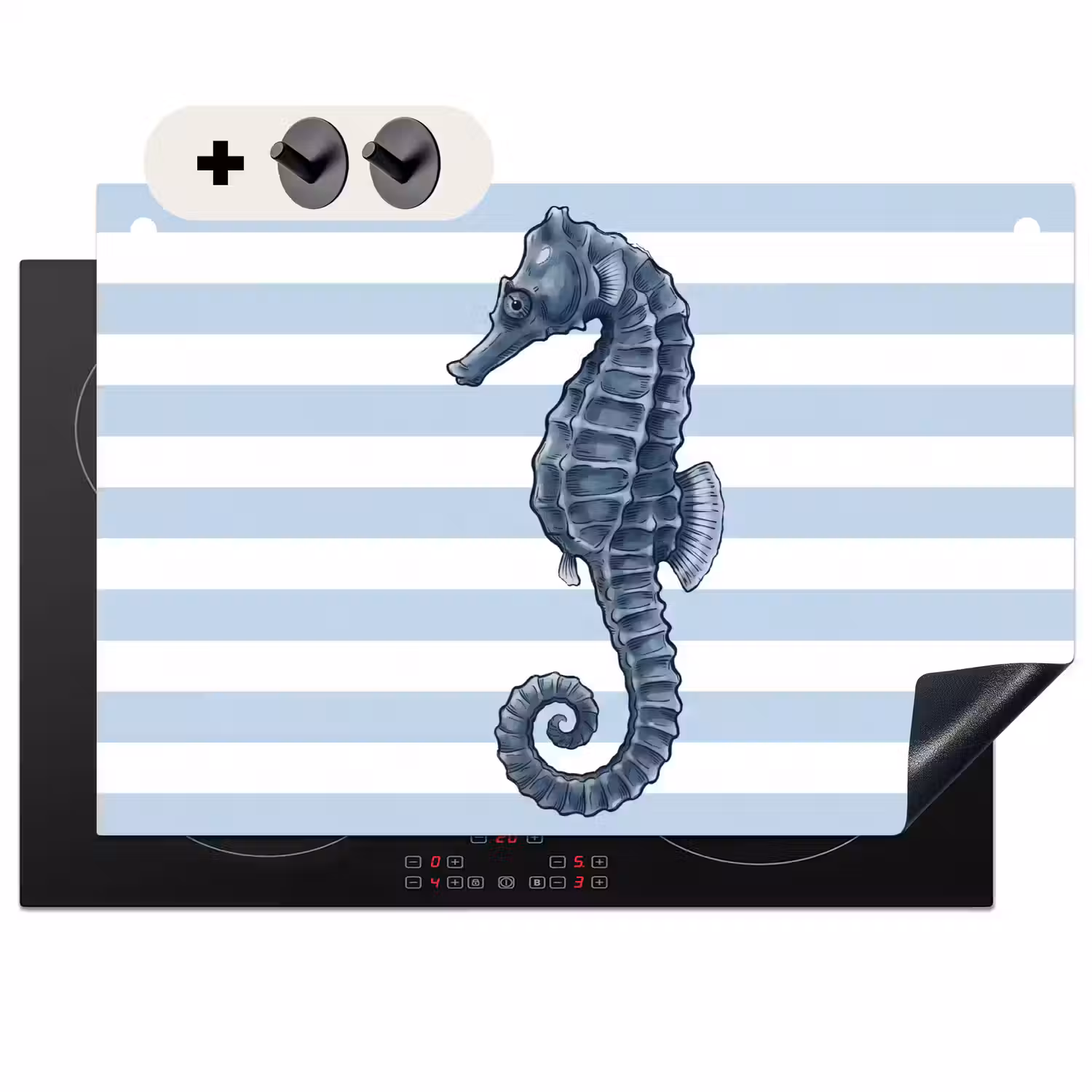 Vis - Oceaan - Illustratie - Blauw - Strepen Inductie beschemer met haakjes klein -3d