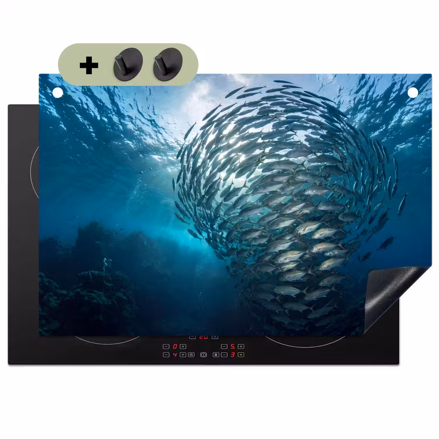 Vis - School - Oceaan - Natuur - Blauw Inductie beschemer met haakjes klein -3d