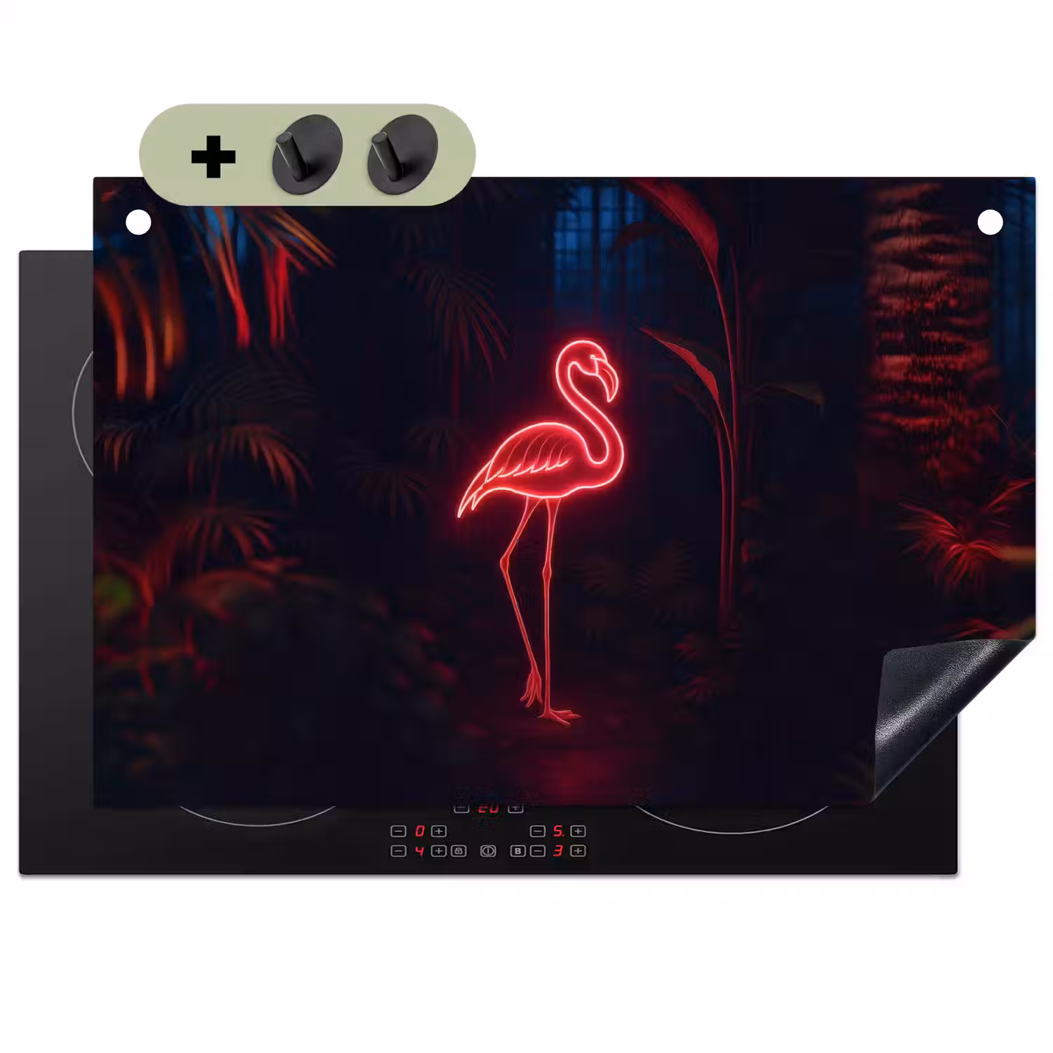 Flamingo - Roze - Neon - Licht Inductie beschemer met haakjes klein -3d