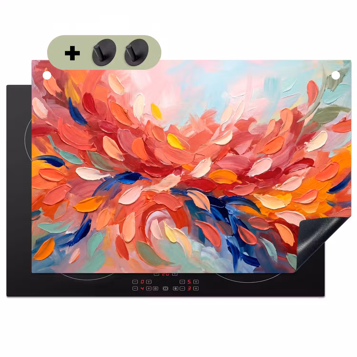 Bloemen - Abstract - Kunst - Modern Inductie beschemer met haakjes klein -3d
