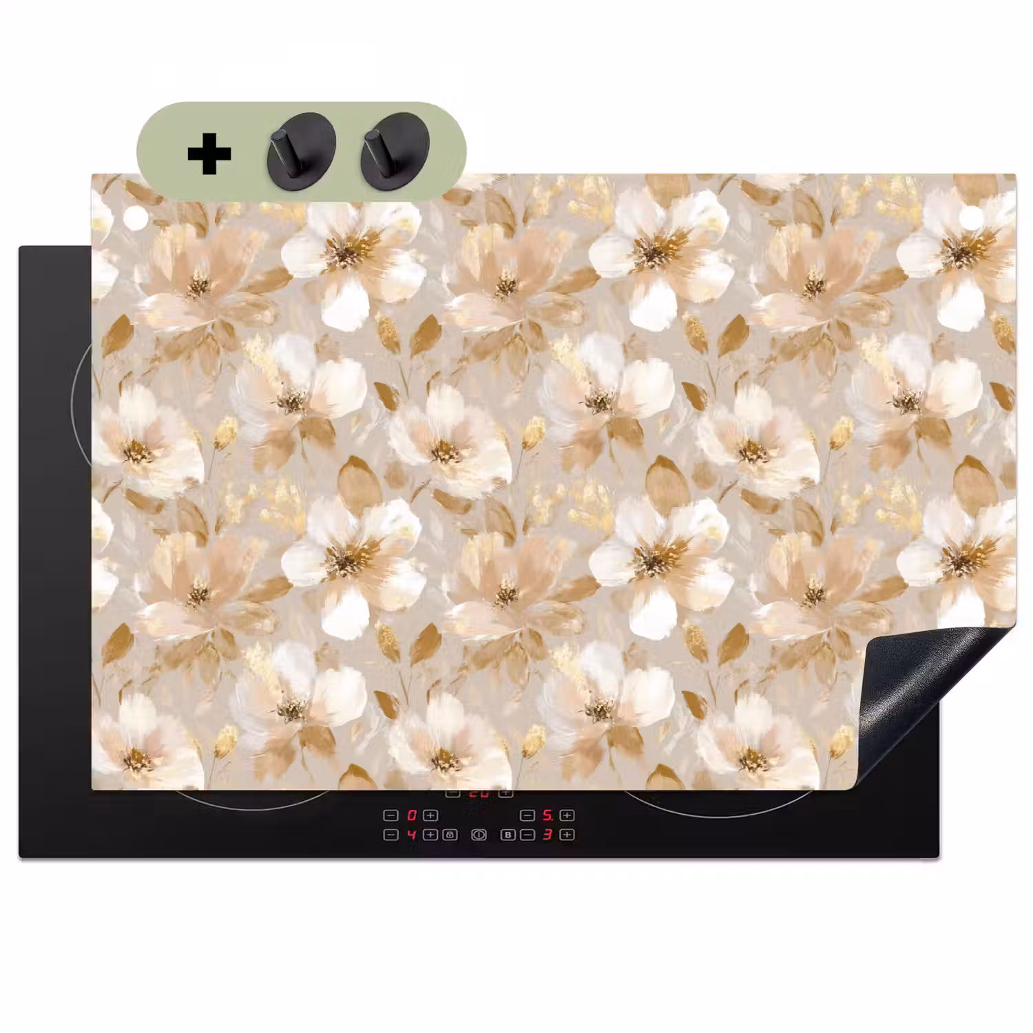 Bloemen - artistiek - Goud Inductie beschemer met haakjes klein 777 -3d