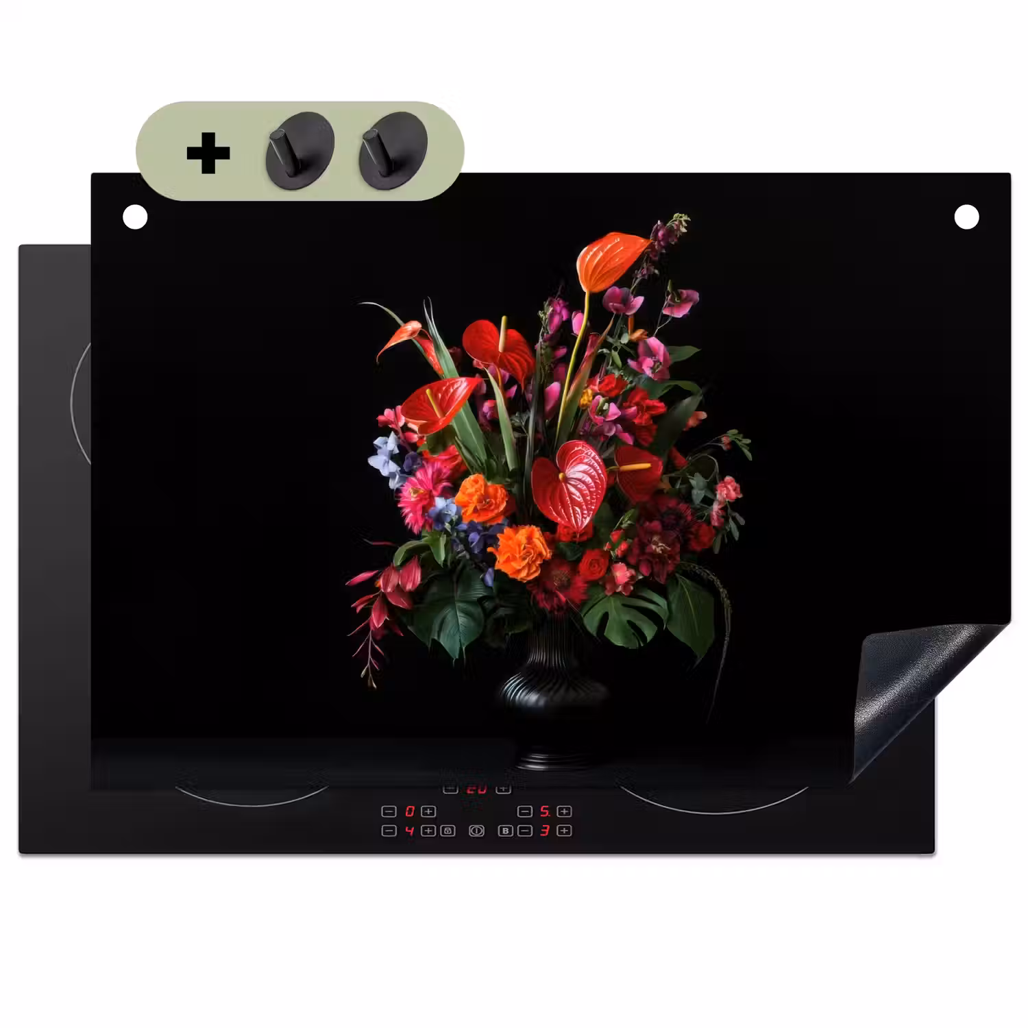 Bloemen - Boeket - Sierlijk Inductie beschemer met haakjes klein -3d