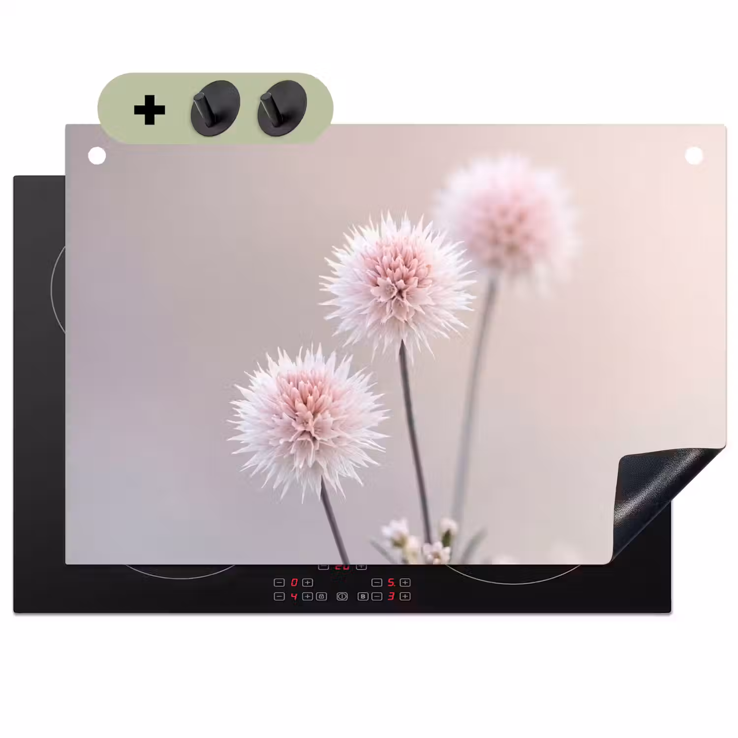 Bloemen - Bollen - Roze Inductie beschemer met haakjes klein -3d