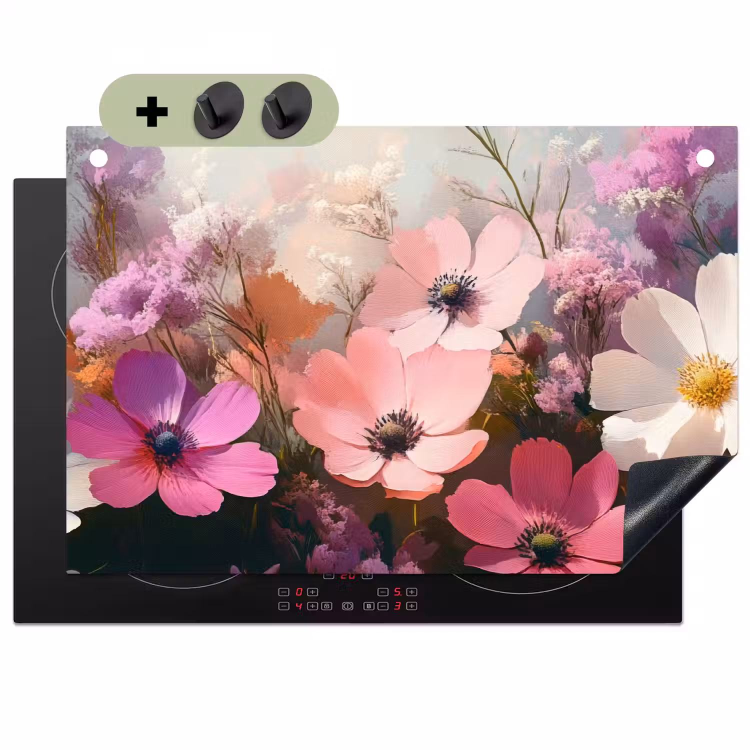 Bloemen - Kleurrijk - Bloei Inductie beschemer met haakjes klein -3d