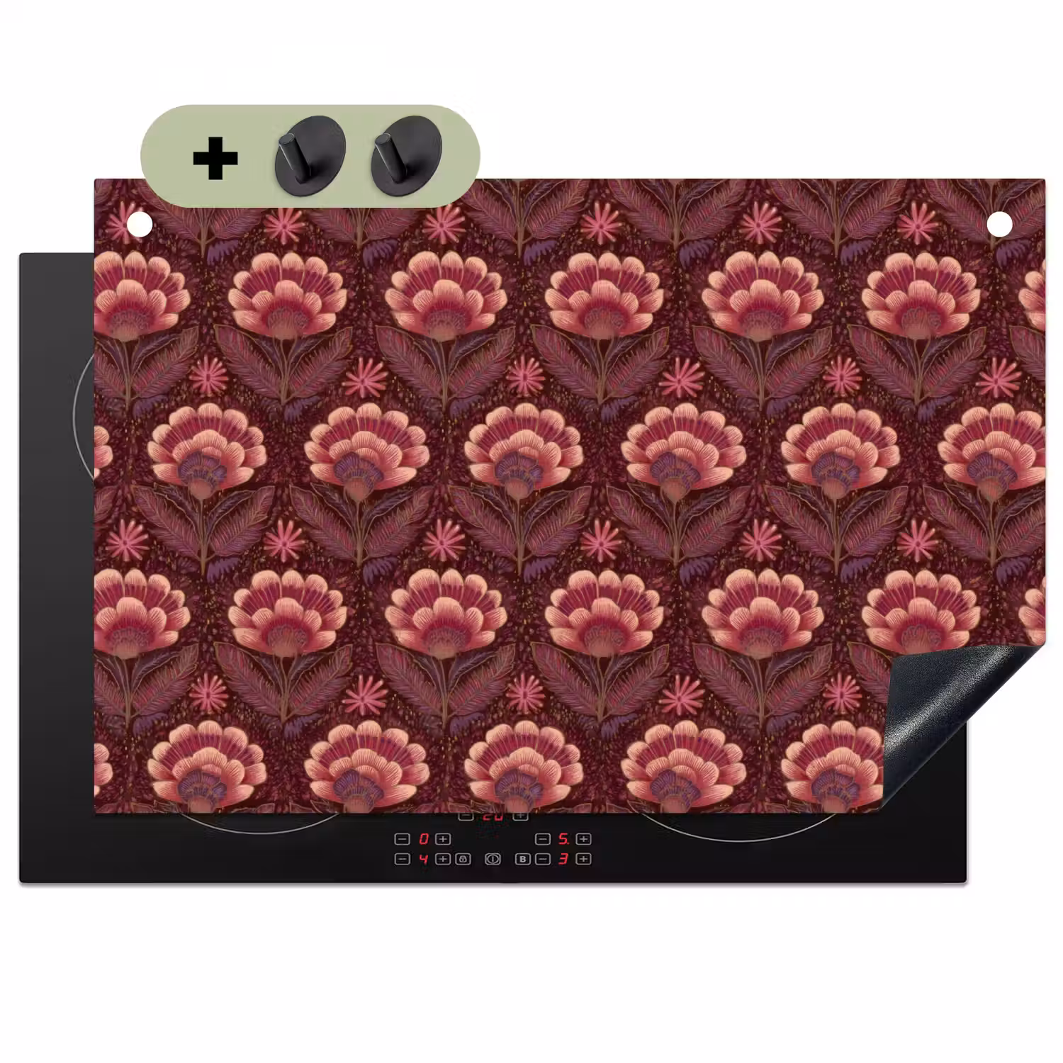 Bloemen - Waaier - Paars Inductie beschemer met haakjes klein 777 -3d