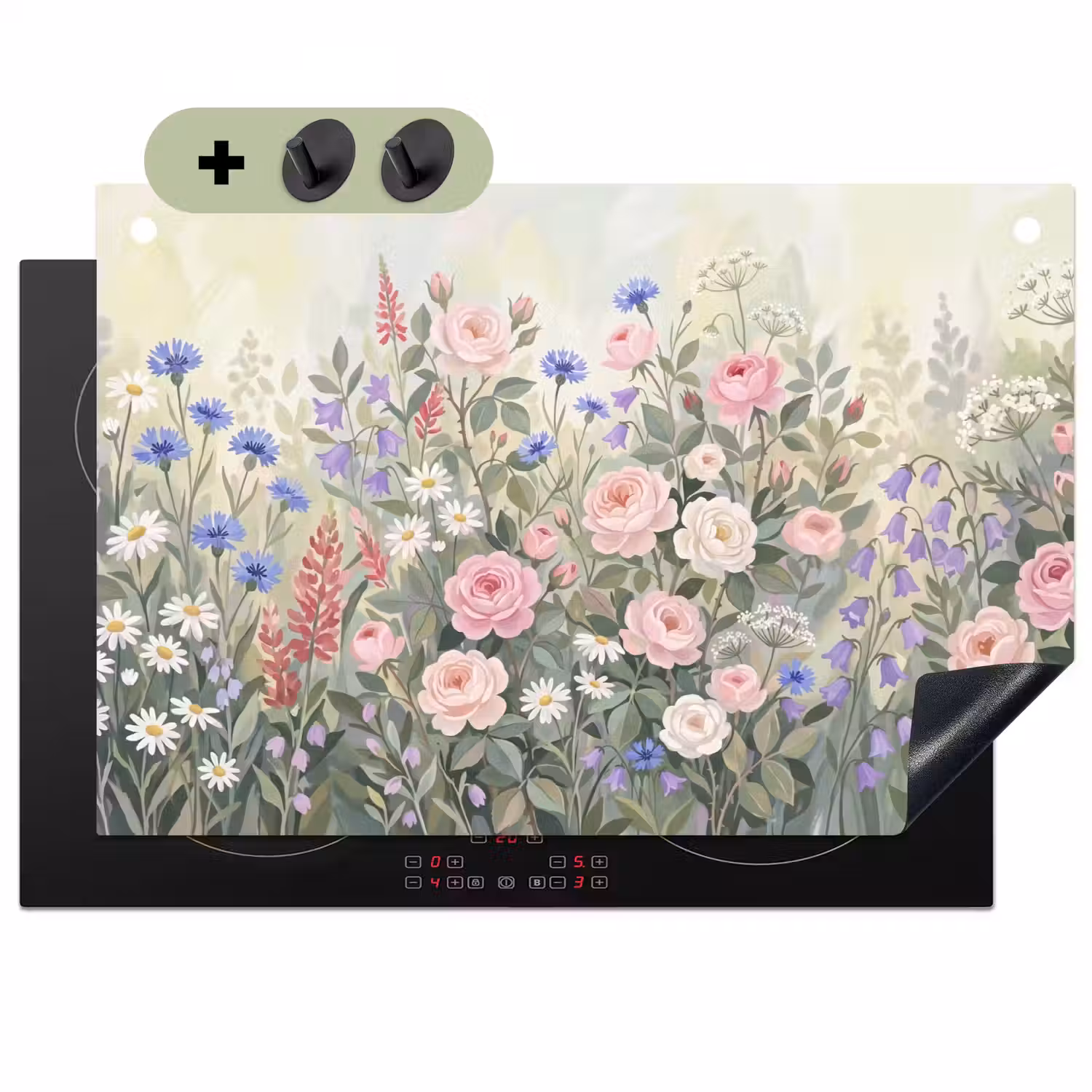 Bloemen - Tuin - Natuur - Kleurrijk Inductie beschemer met haakjes klein -3d