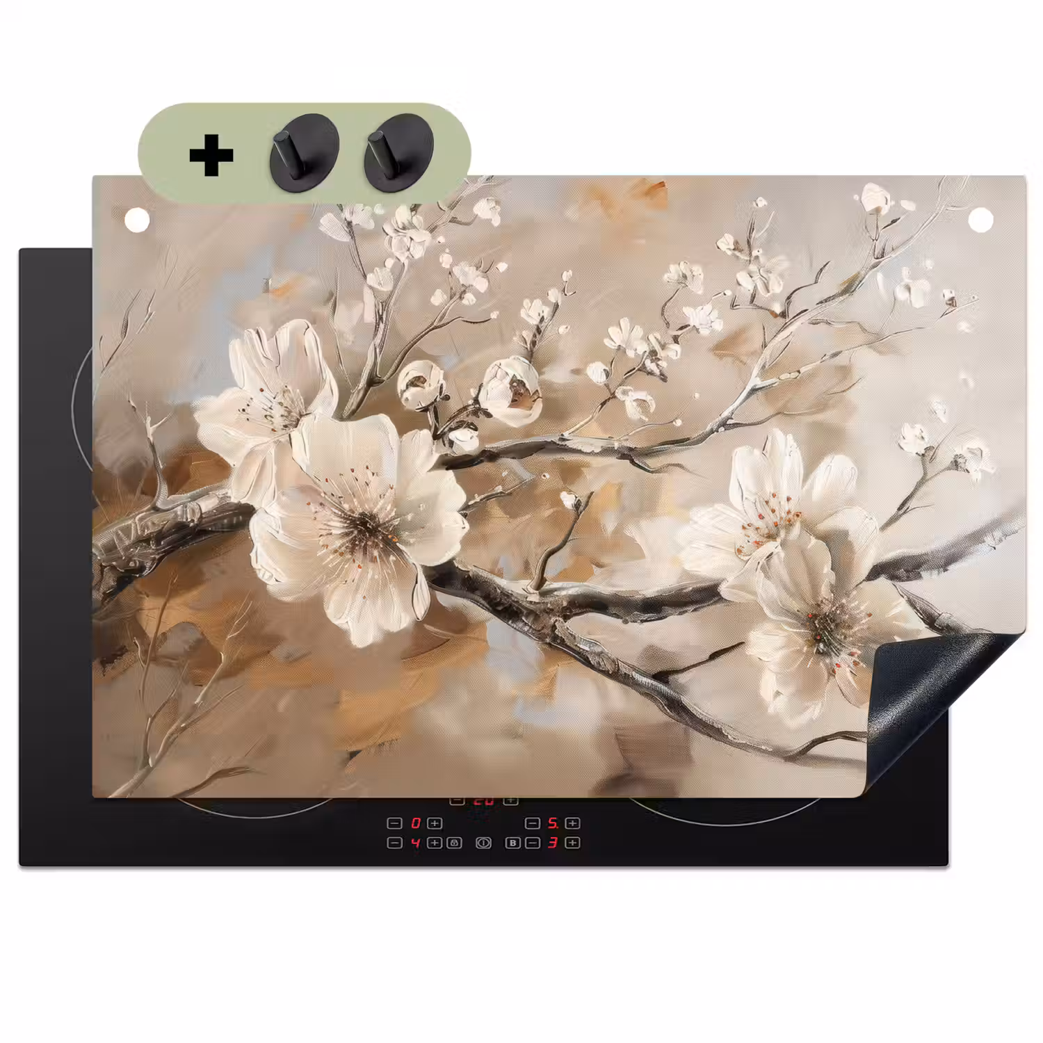 Bloemen - Natuur - Wit - Bloesem - Abstract Inductie beschemer met haakjes klein -3d