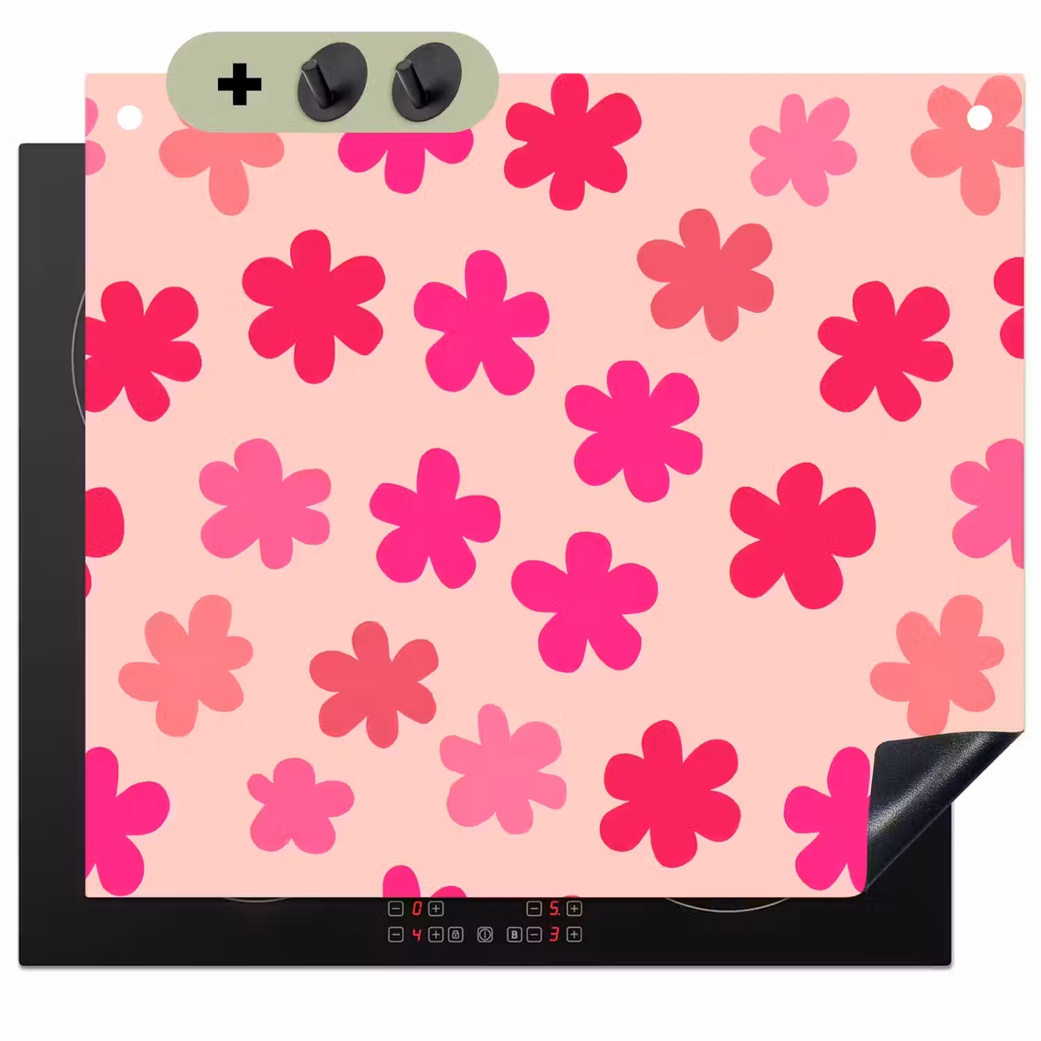 Bloemen - Patroon - Roze Inductie beschemer met haakjes middel -3d