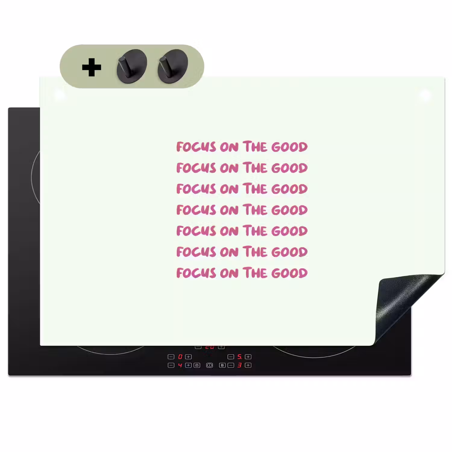 Focus on the good - Roze Inductie beschemer met haakjes klein -3d