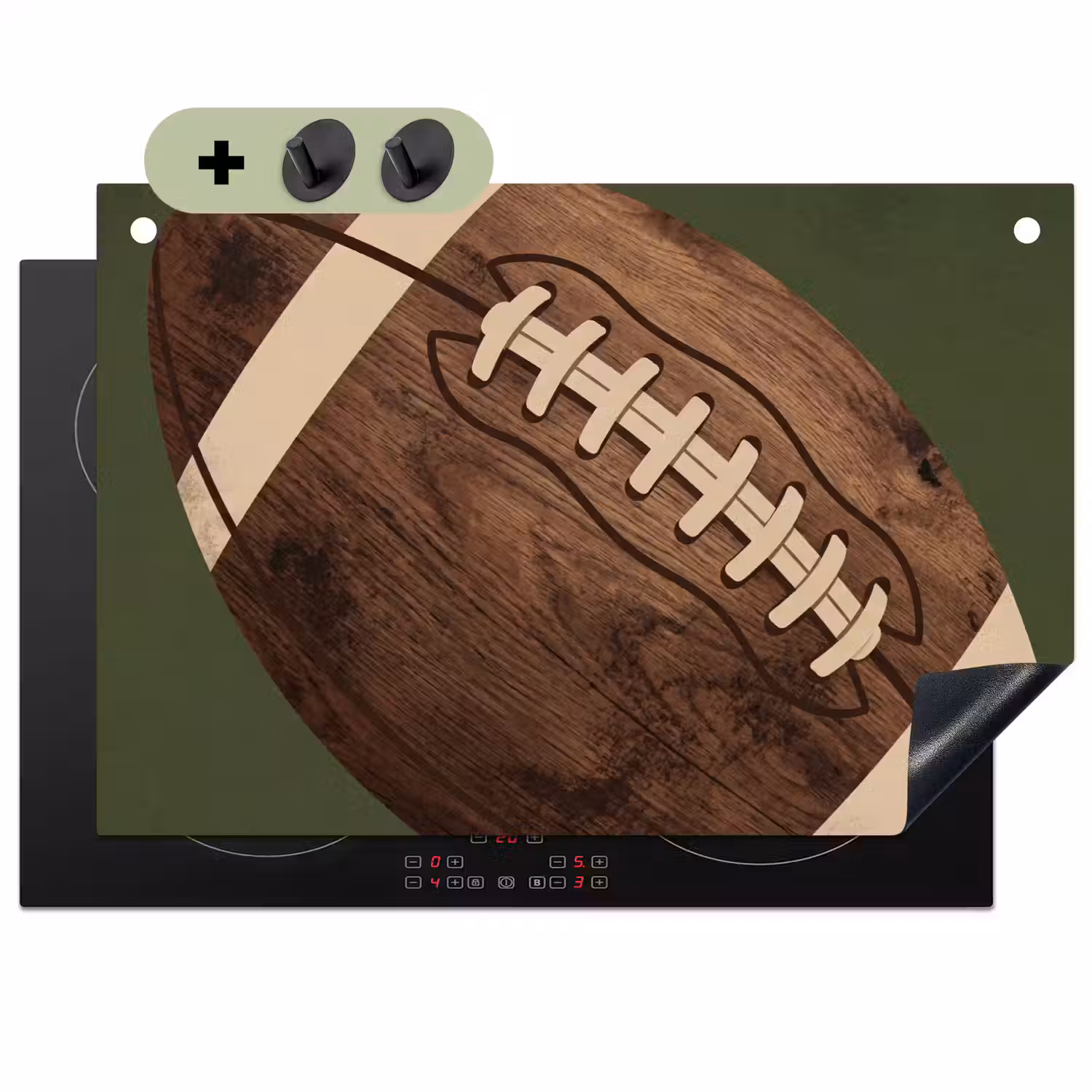 Football - Hout - Sport - Groen Inductie beschemer met haakjes klein -3d