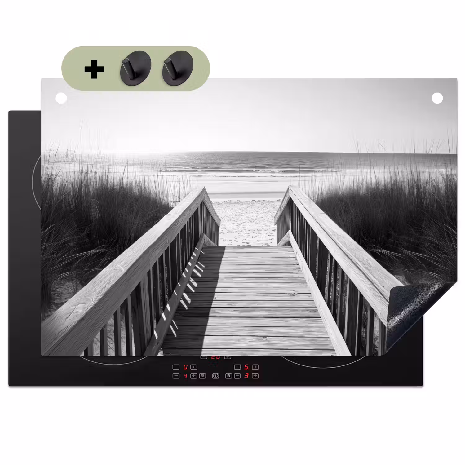 Loopbrug - Hout - Strand - Zee Inductie beschemer met haakjes klein -3d