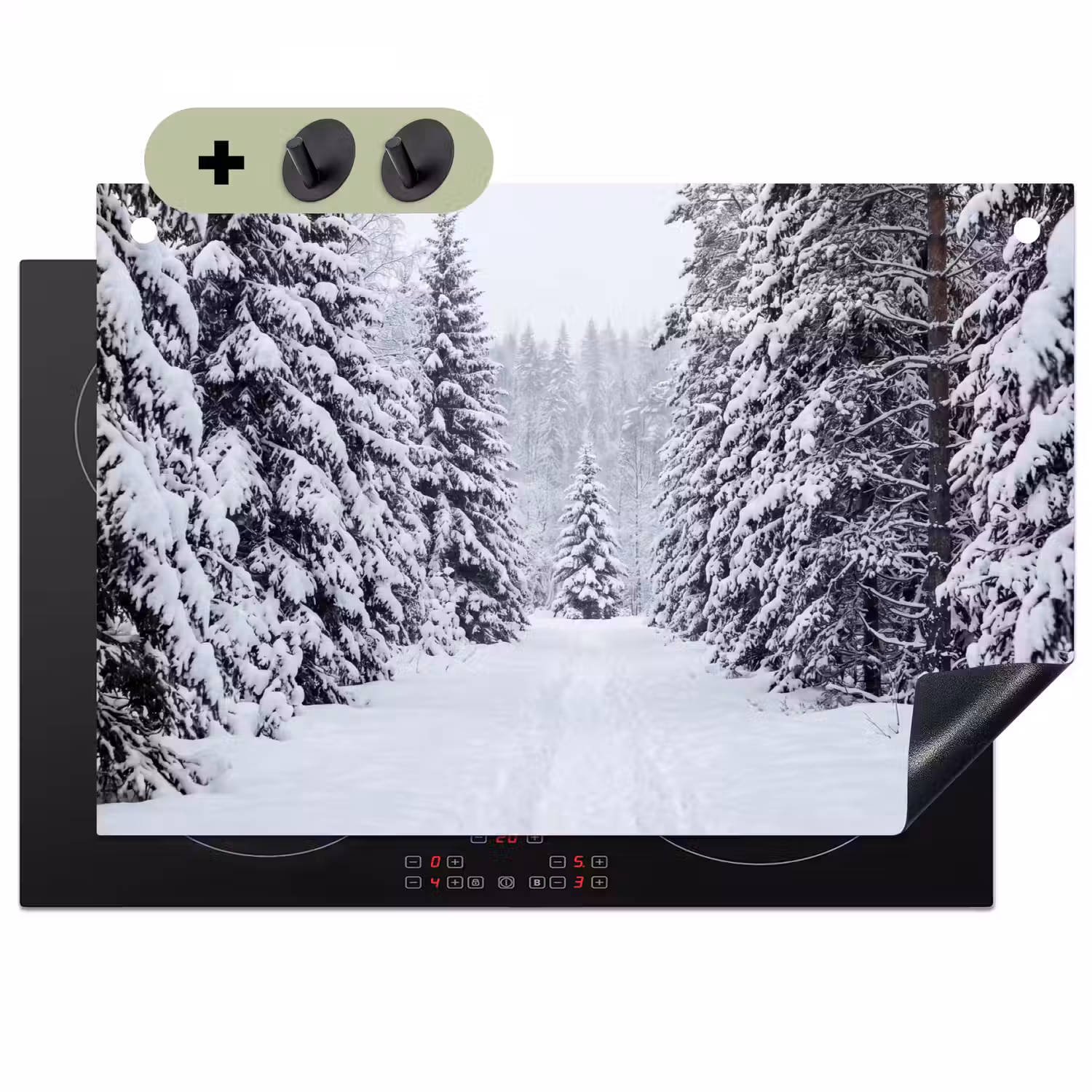Bos - Winter - Sneeuw - Pad - Natuur Inductie beschemer met haakjes klein -3d