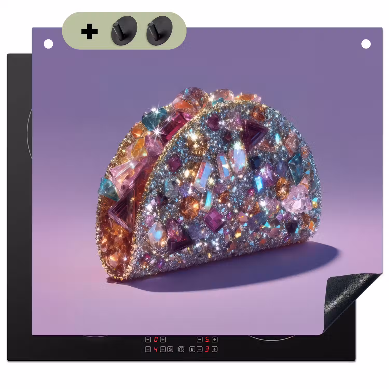 Edelstenen - Glitters - Paars - Kleurrijk Inductie beschemer met haakjes middel -3d