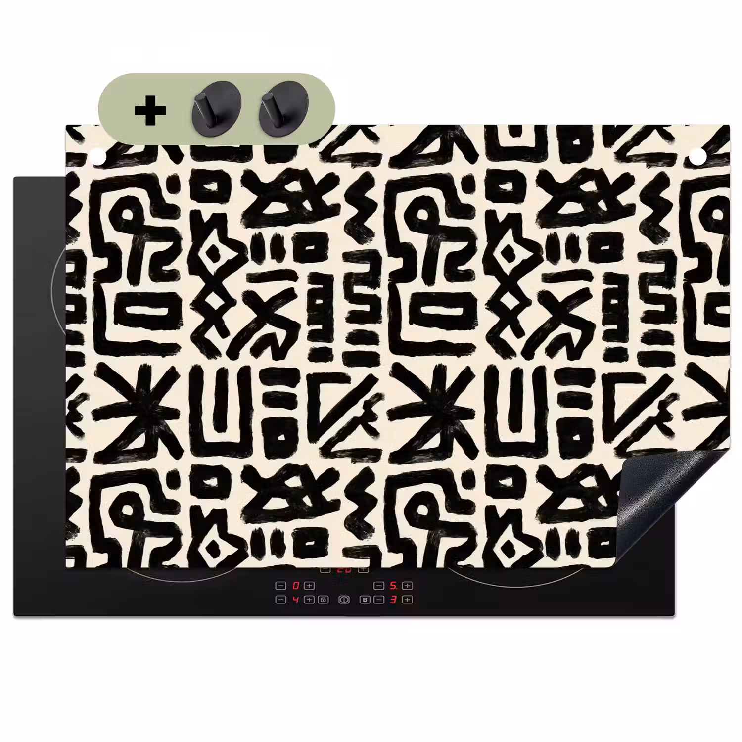 Geometrisch - Figuren - Zwart Inductie beschemer met haakjes klein 777 -3d