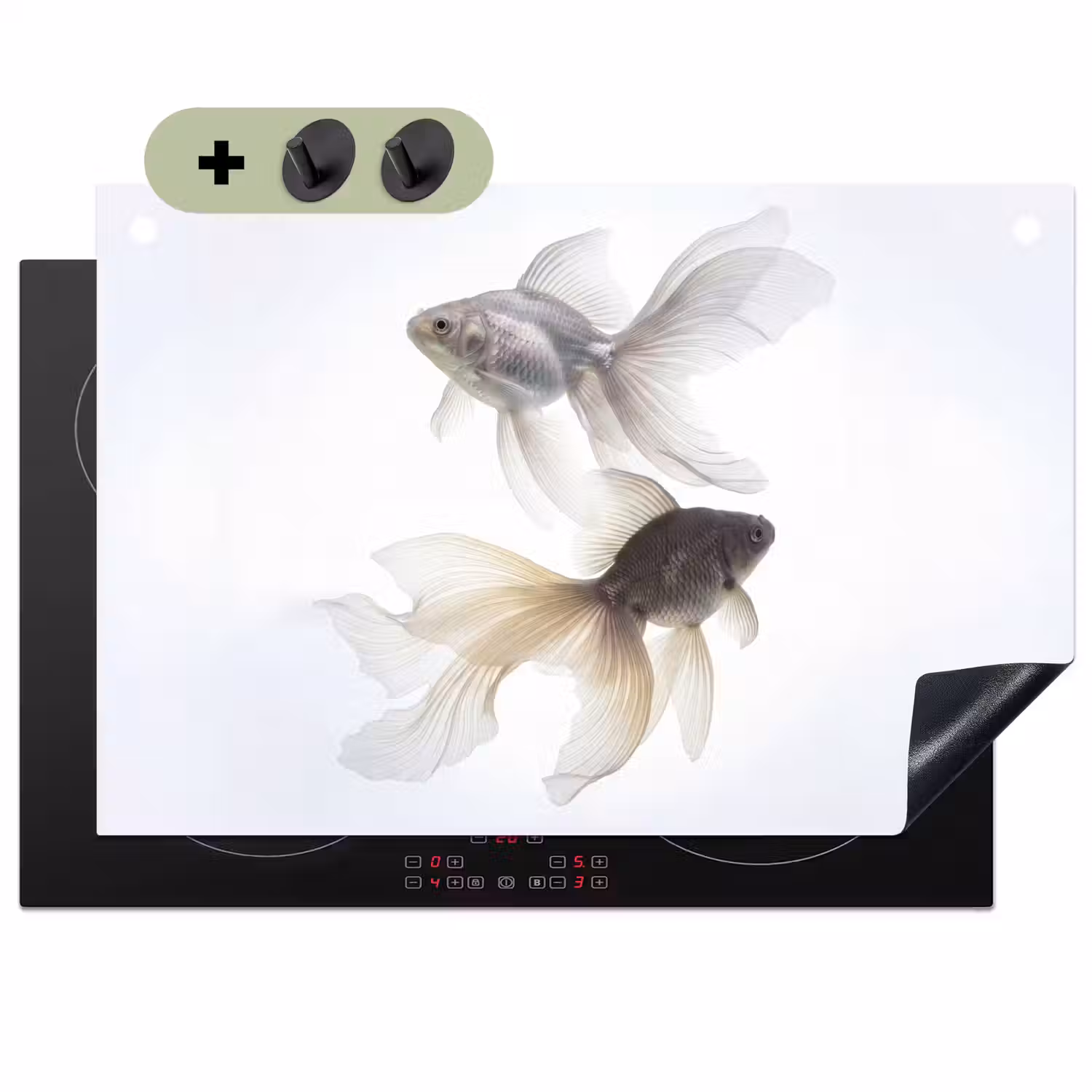 Goudvissen - Modern - Wit Inductie beschemer met haakjes klein -3d