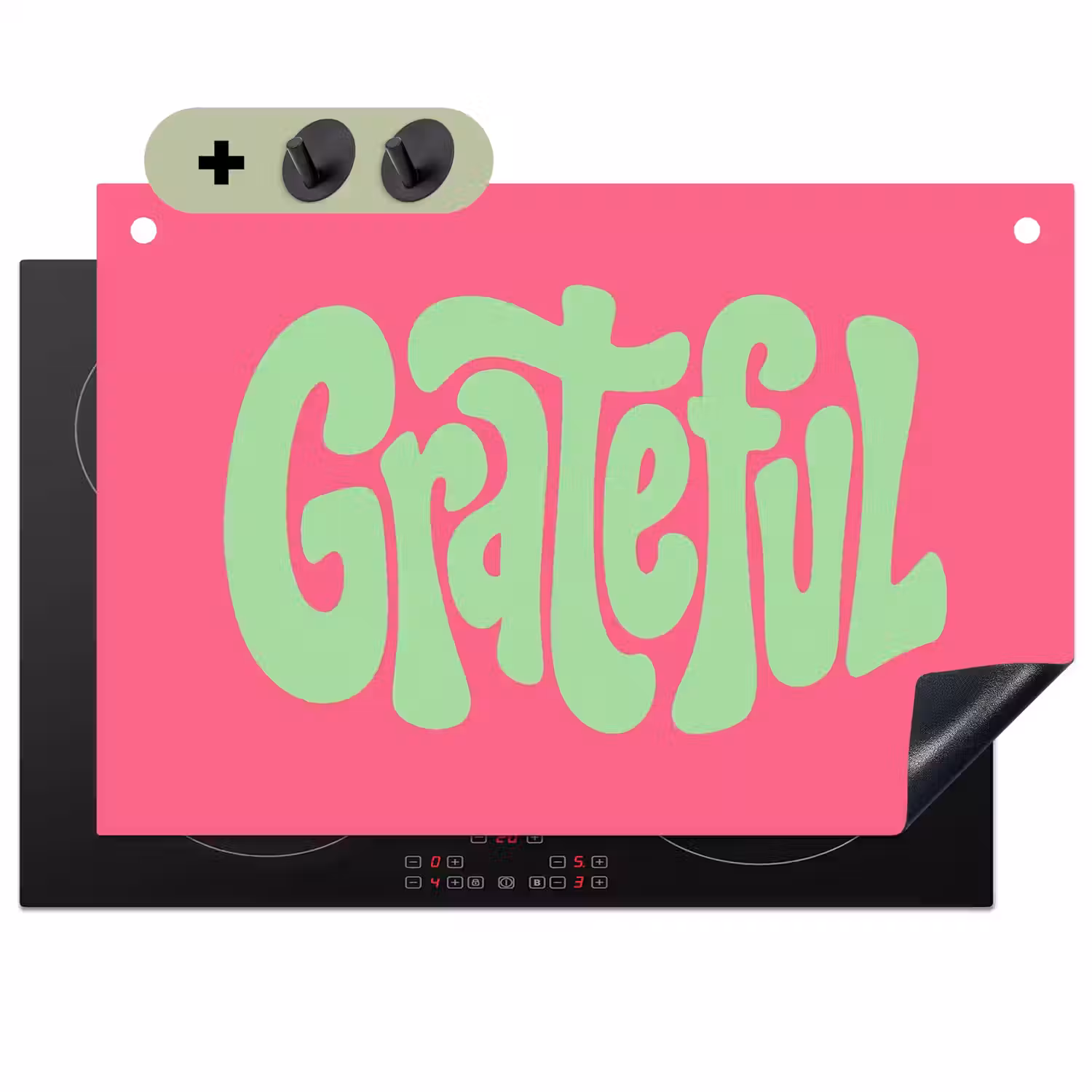 Grateful - Groen - Grafisch - Vloeiend Inductie beschemer met haakjes klein -3d