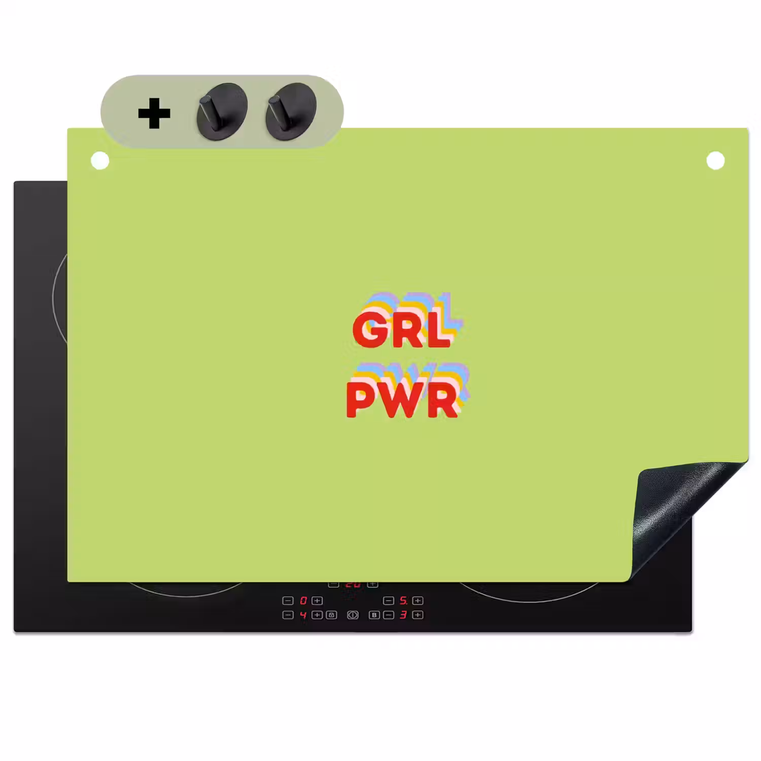 Grl pwr - Groen - Rood - 3D Inductie beschemer met haakjes klein -3d