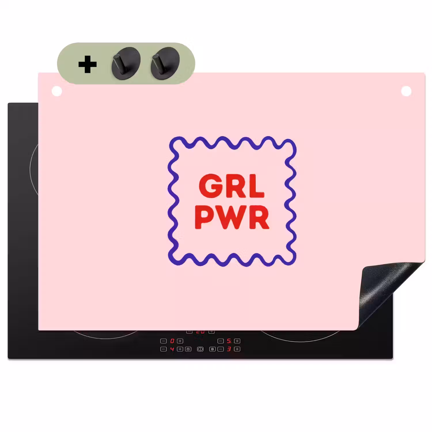 Grl pwr - Roze - Kader Inductie beschemer met haakjes klein -3d