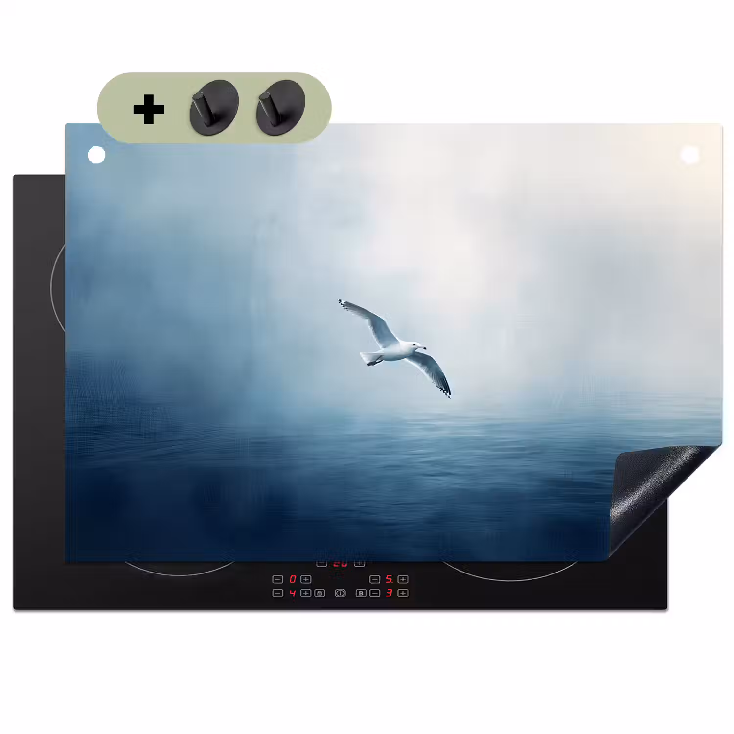 Meeuw - Wit - Zee - Mistig Inductie beschemer met haakjes klein -3d