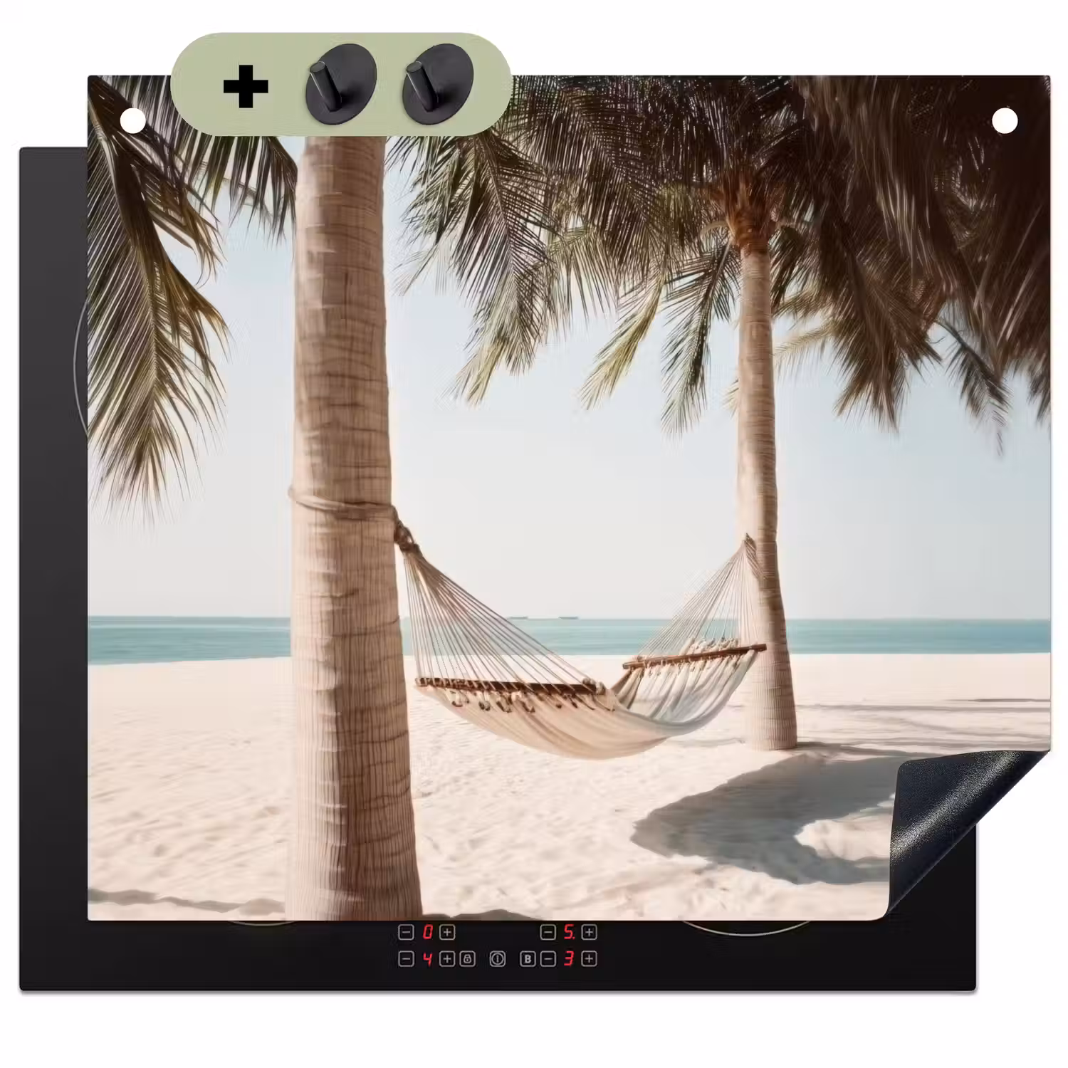 Hangmat - Palmbomen - Strand - Zee Inductie beschemer met haakjes middel -3d