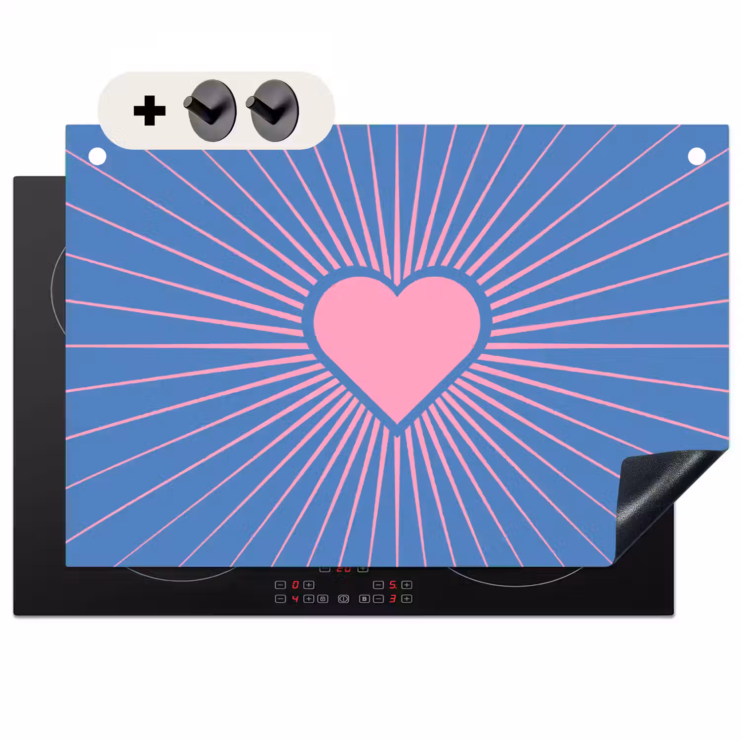 Hart - Stralen - Liefde - Modern - Roze Inductie beschemer met haakjes klein -3d
