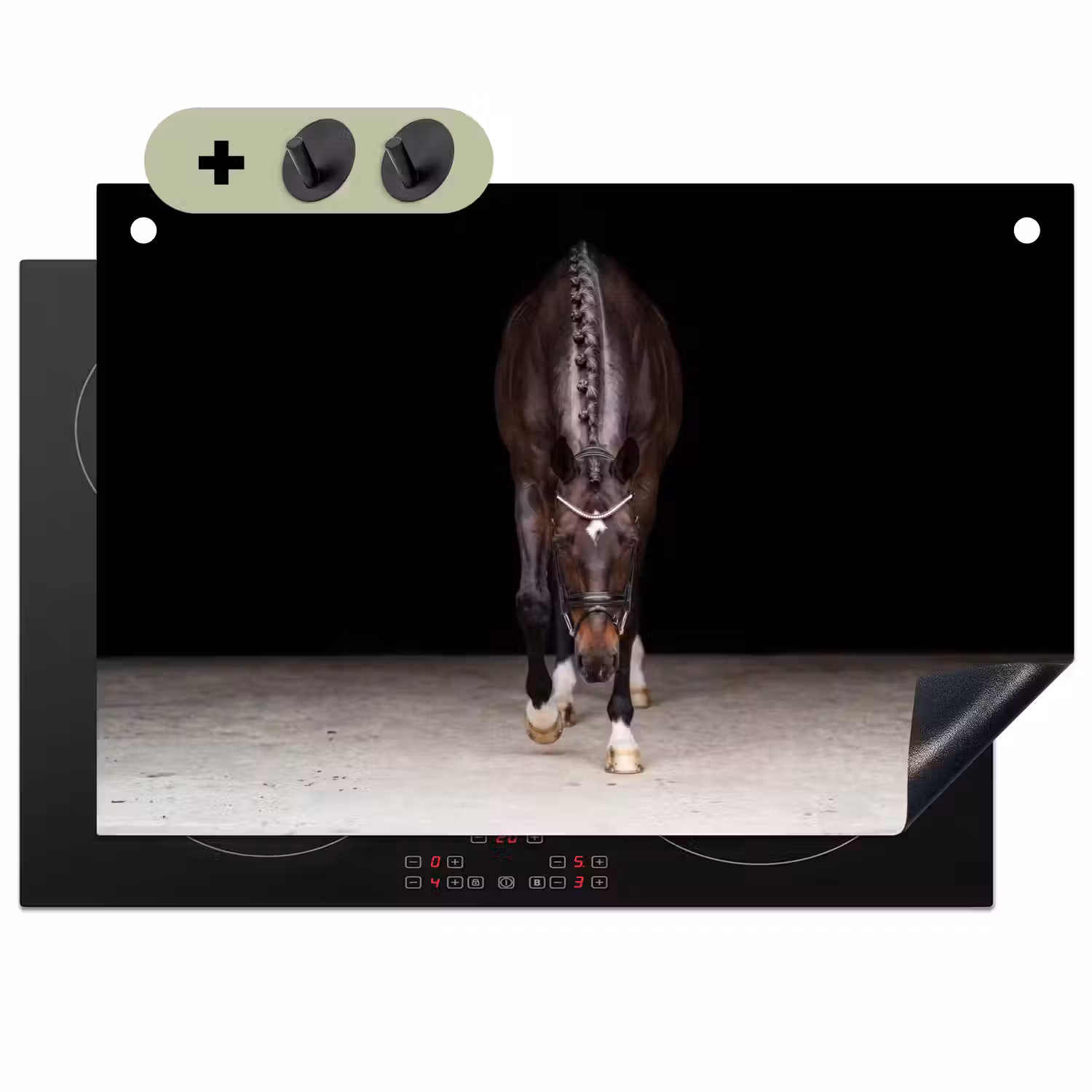 Paard - Modern - Portret Inductie beschemer met haakjes klein -3d