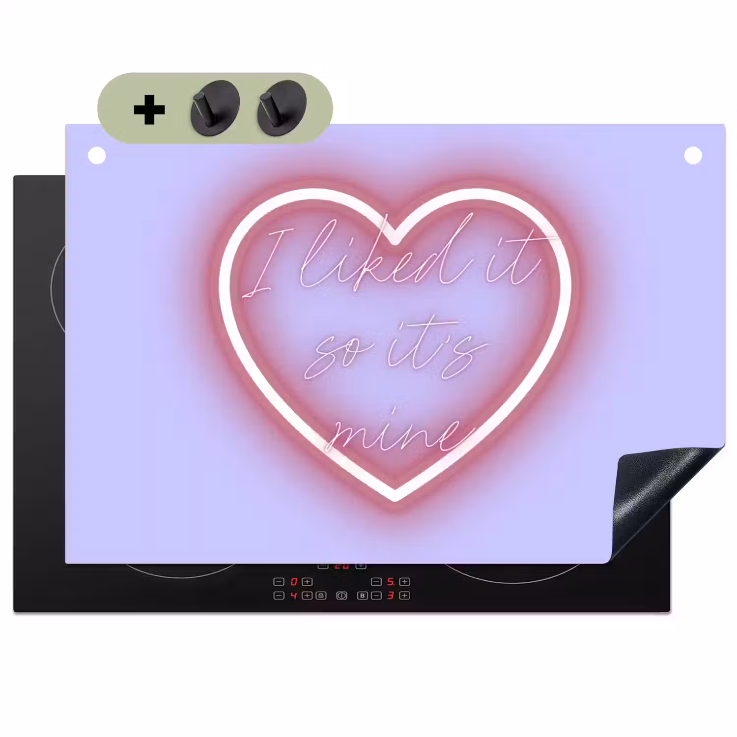 I liked it so it's mine - Neon hart - Paars Inductie beschemer met haakjes klein -3d