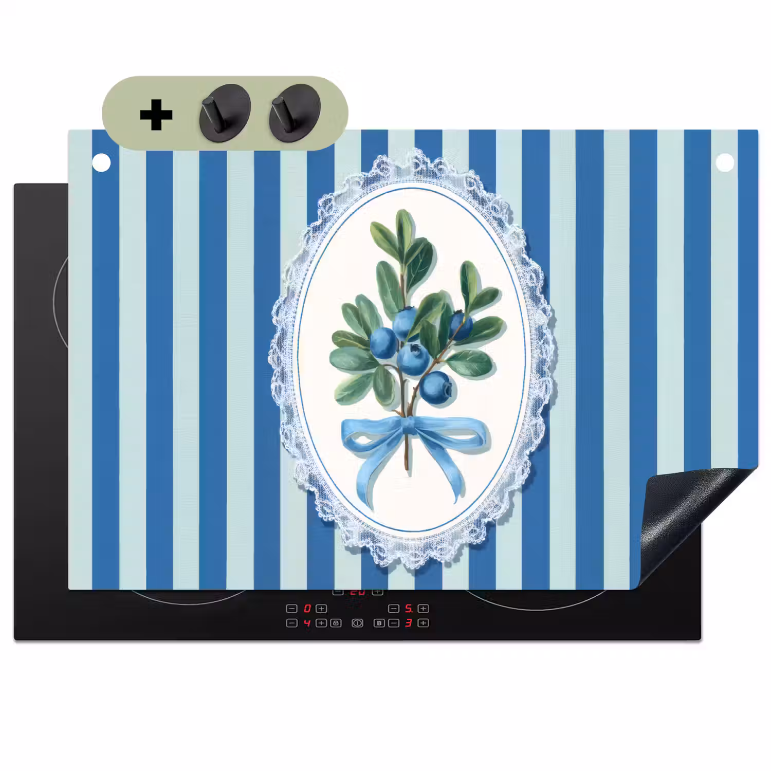 Illustratie - Bessen - Blauw - Strepen Inductie beschemer met haakjes klein -3d