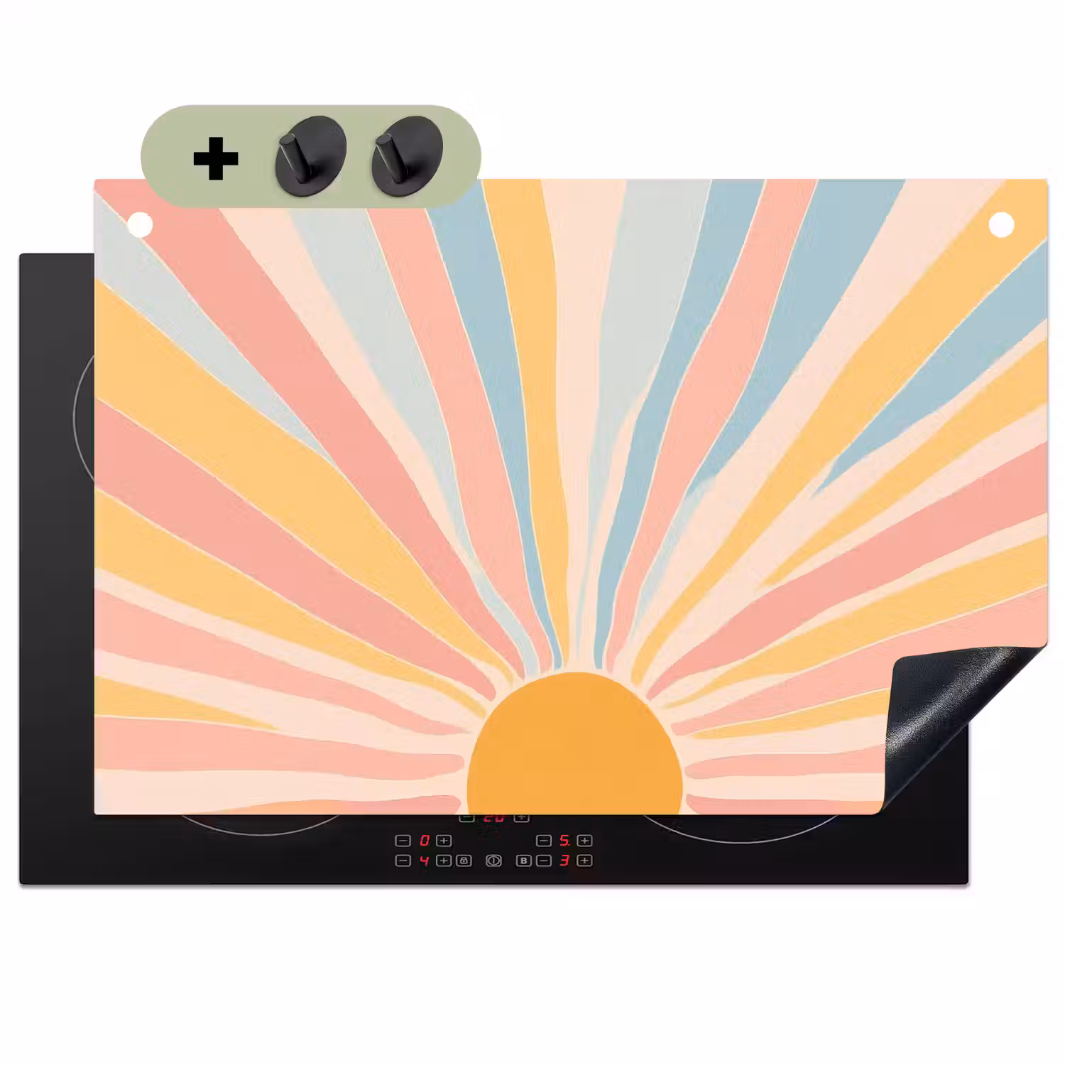 Illustratie - Zon - Pastelkleuren Inductie beschemer met haakjes klein -3d