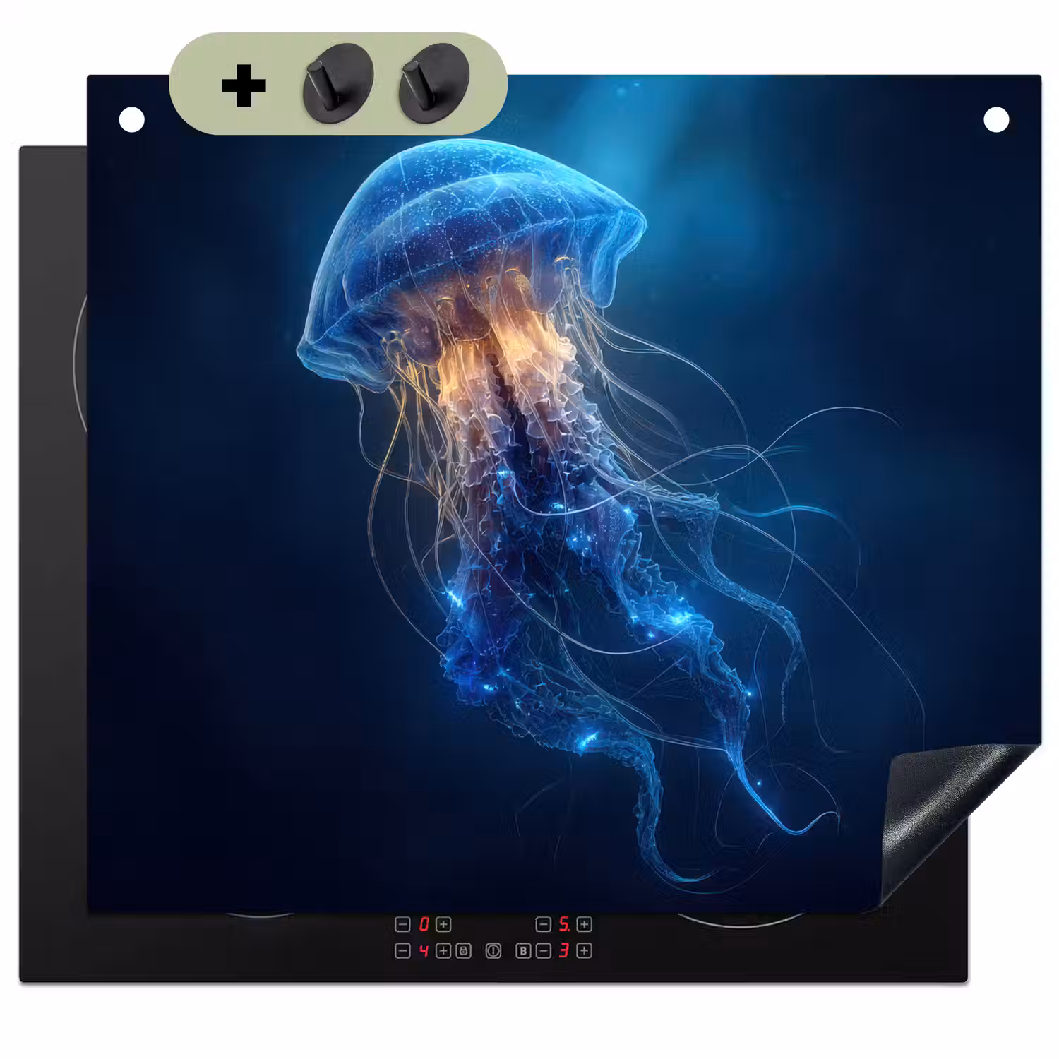 Kwal - Lichtgevend - Tentakels - Blauw Inductie beschemer met haakjes middel -3d