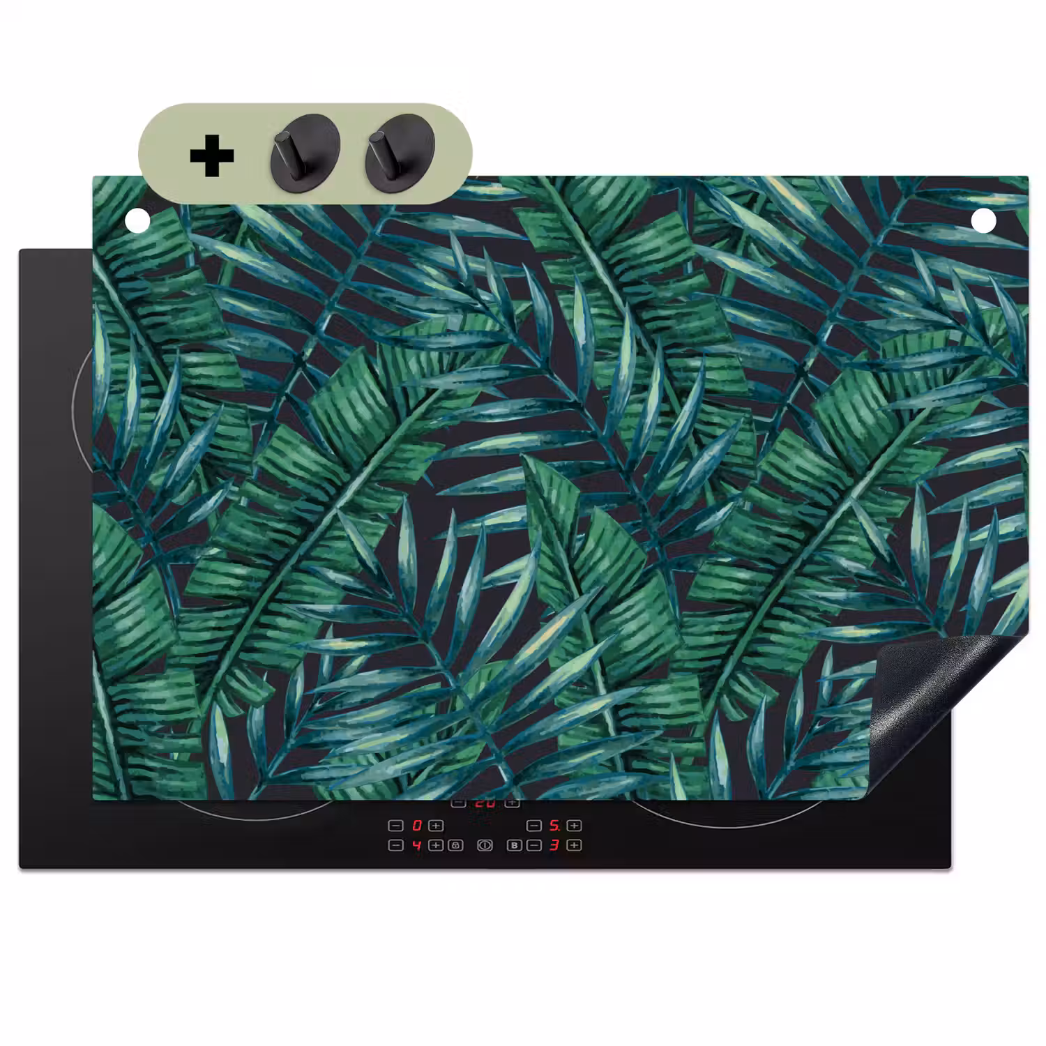 Jungle - Bladeren - Tropisch Inductie beschemer met haakjes klein -3d