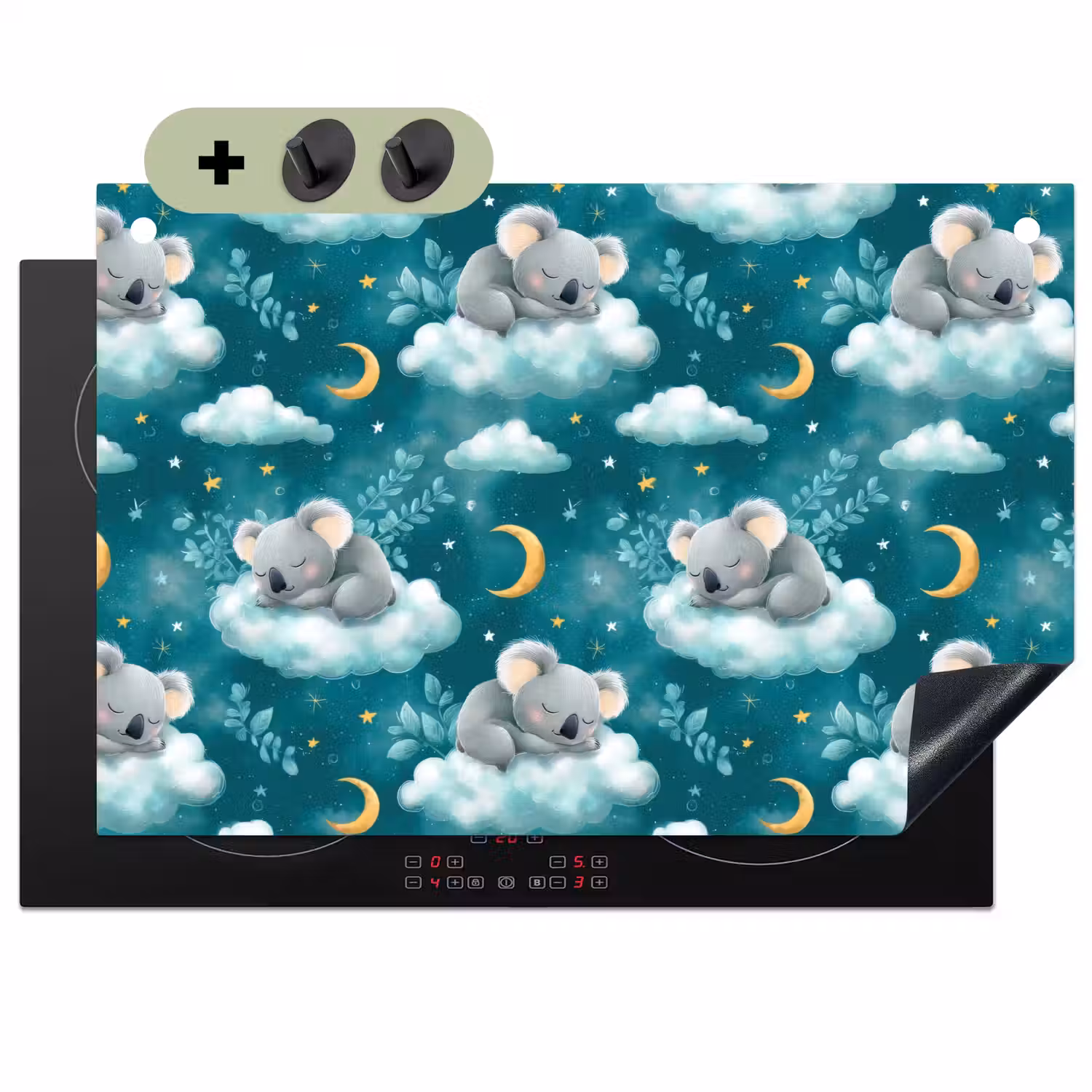 Koala's - Betoverend - Blauw Inductie beschemer met haakjes klein 777 -3d