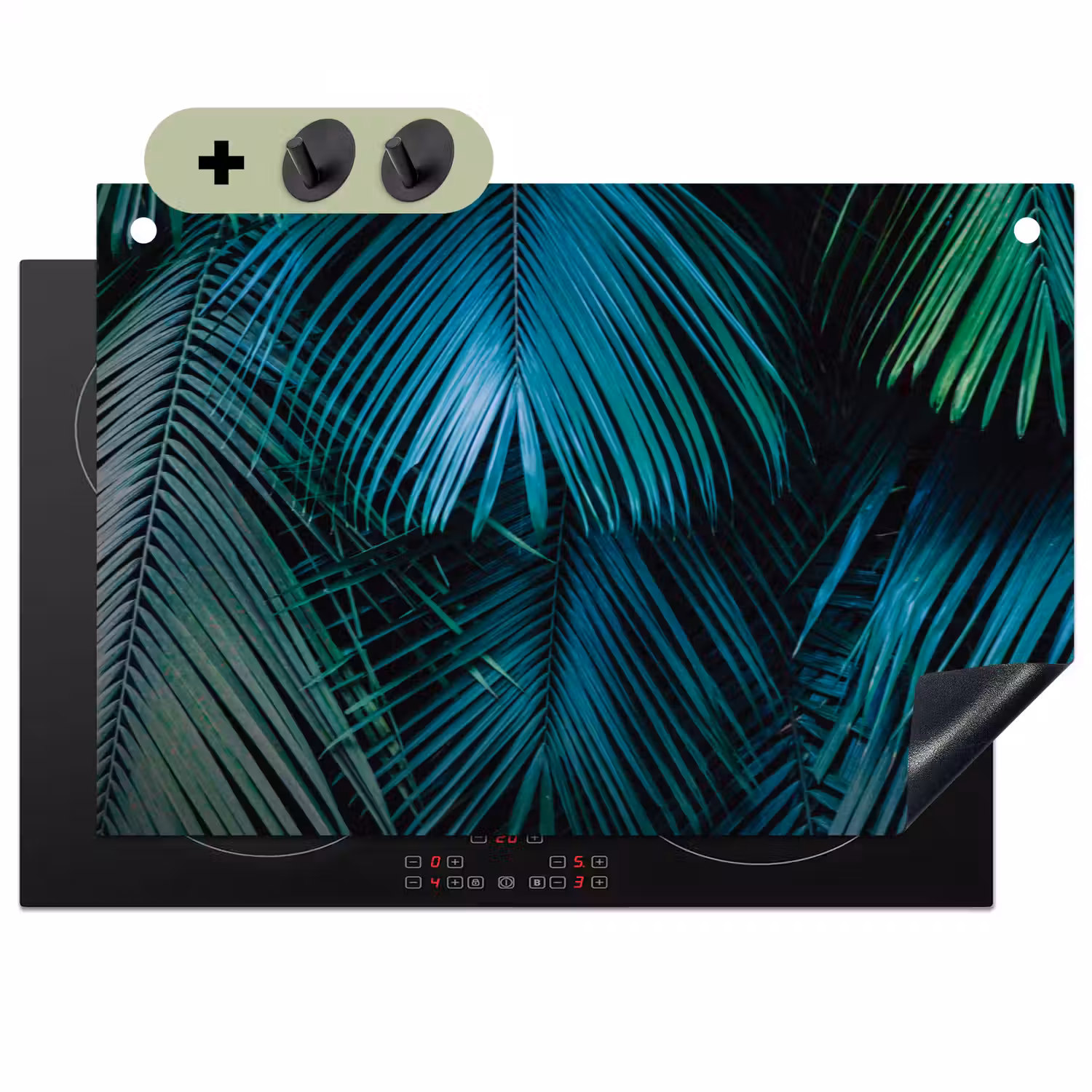 Bladeren - Tropisch - Jungle Inductie beschemer met haakjes klein -3d