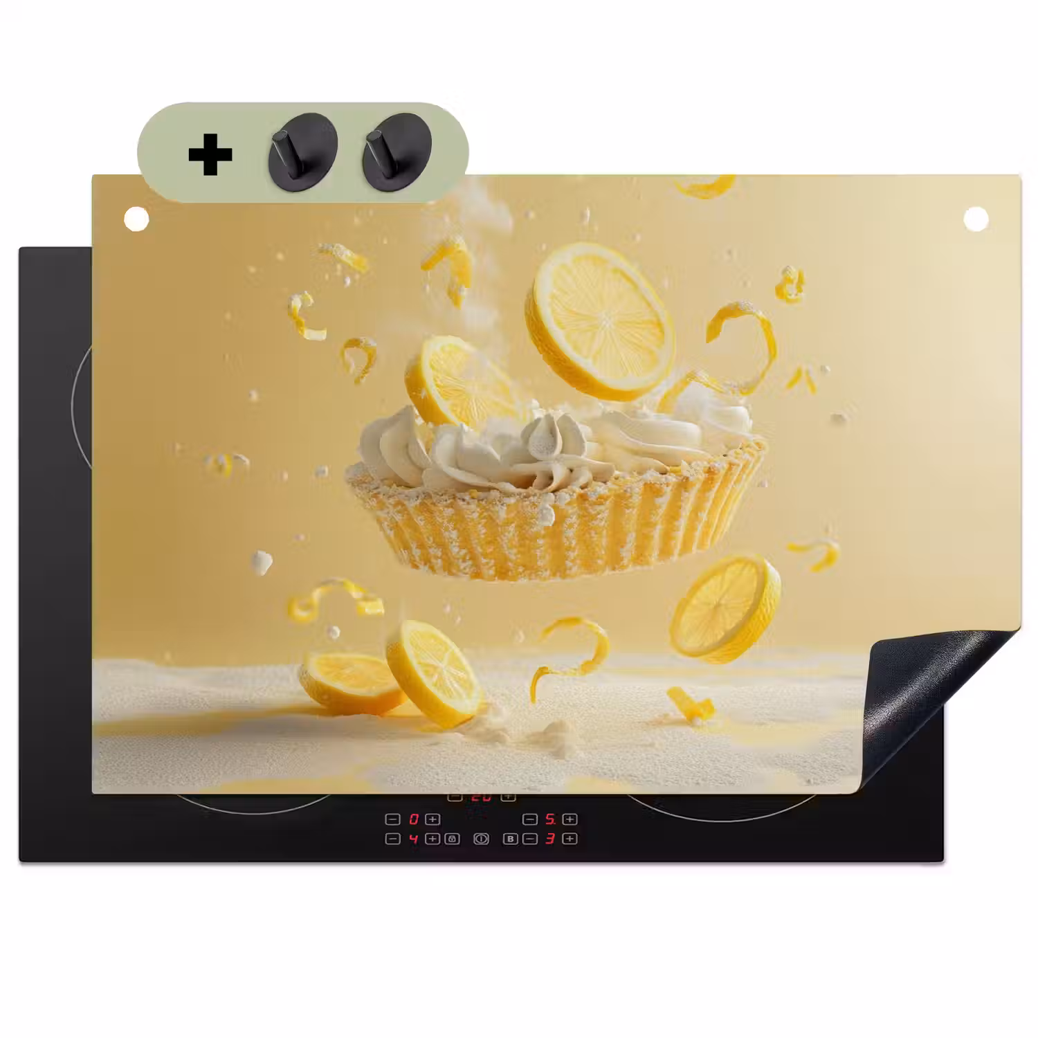 Citroen - Taart - Eten - Geel Inductie beschemer met haakjes klein -3d