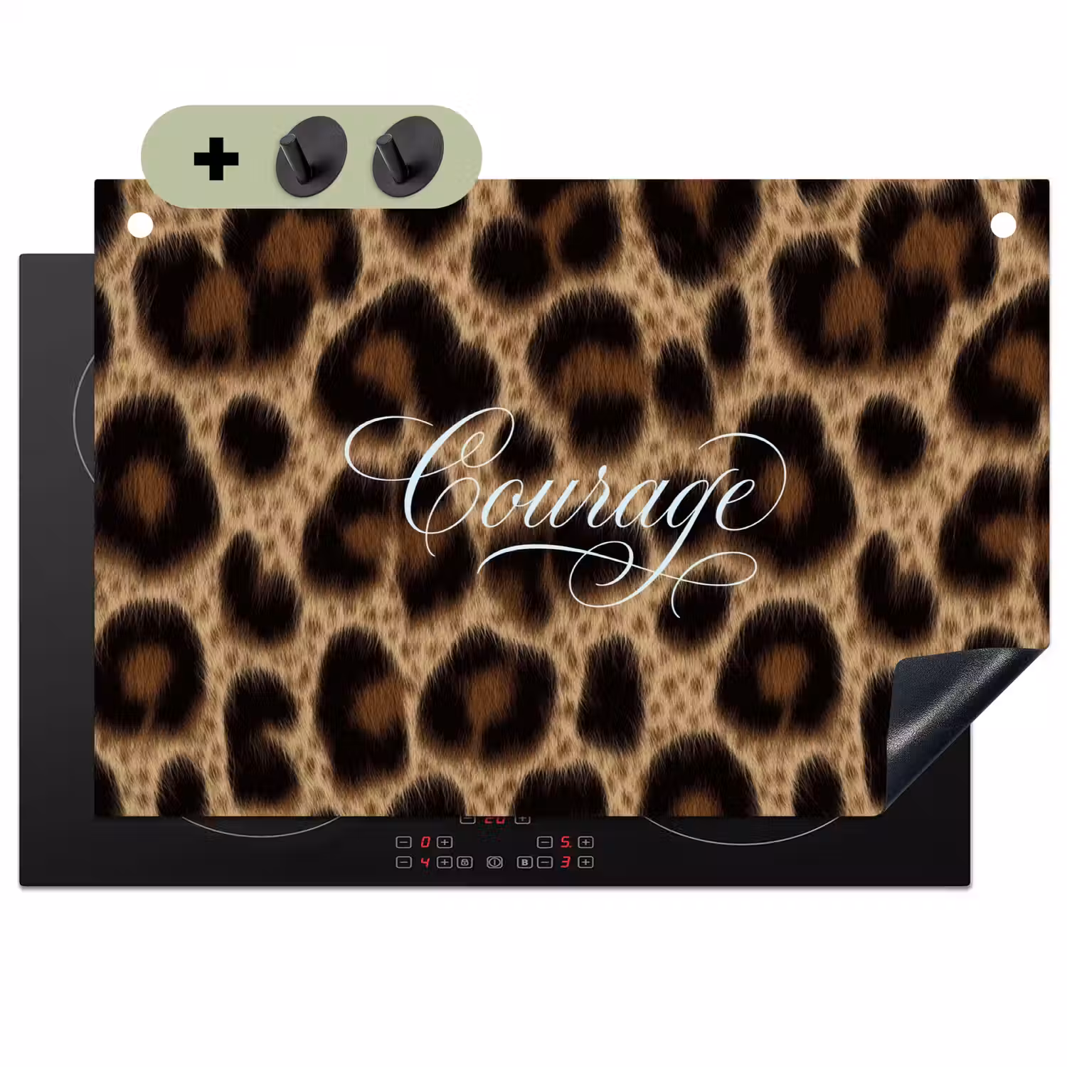 Luipaardprint - Bruin - Courage - Sierlijk Inductie beschemer met haakjes klein -3d