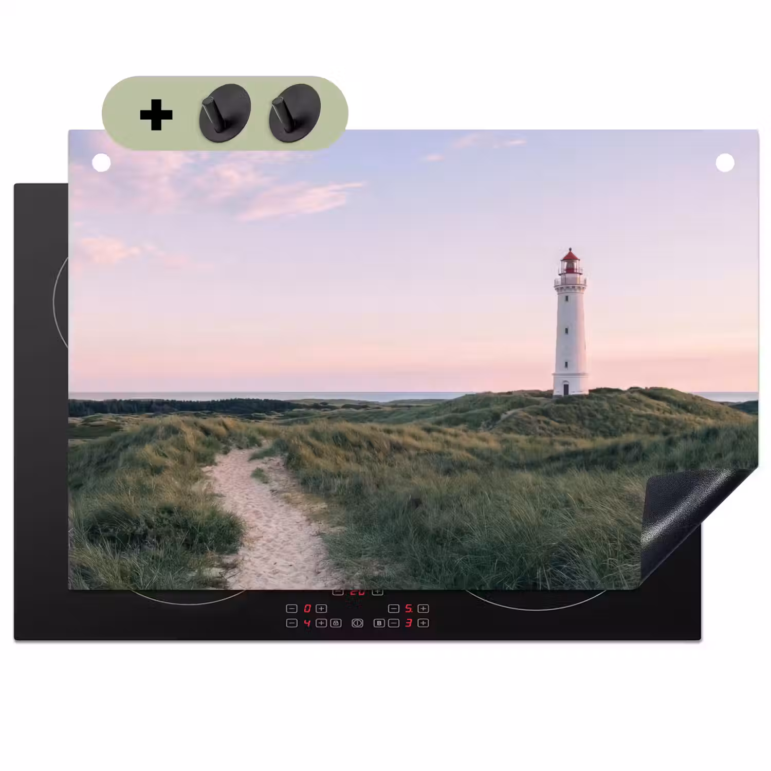 Vuurtoren - Duinlandschap - Zee Inductie beschemer met haakjes klein -3d