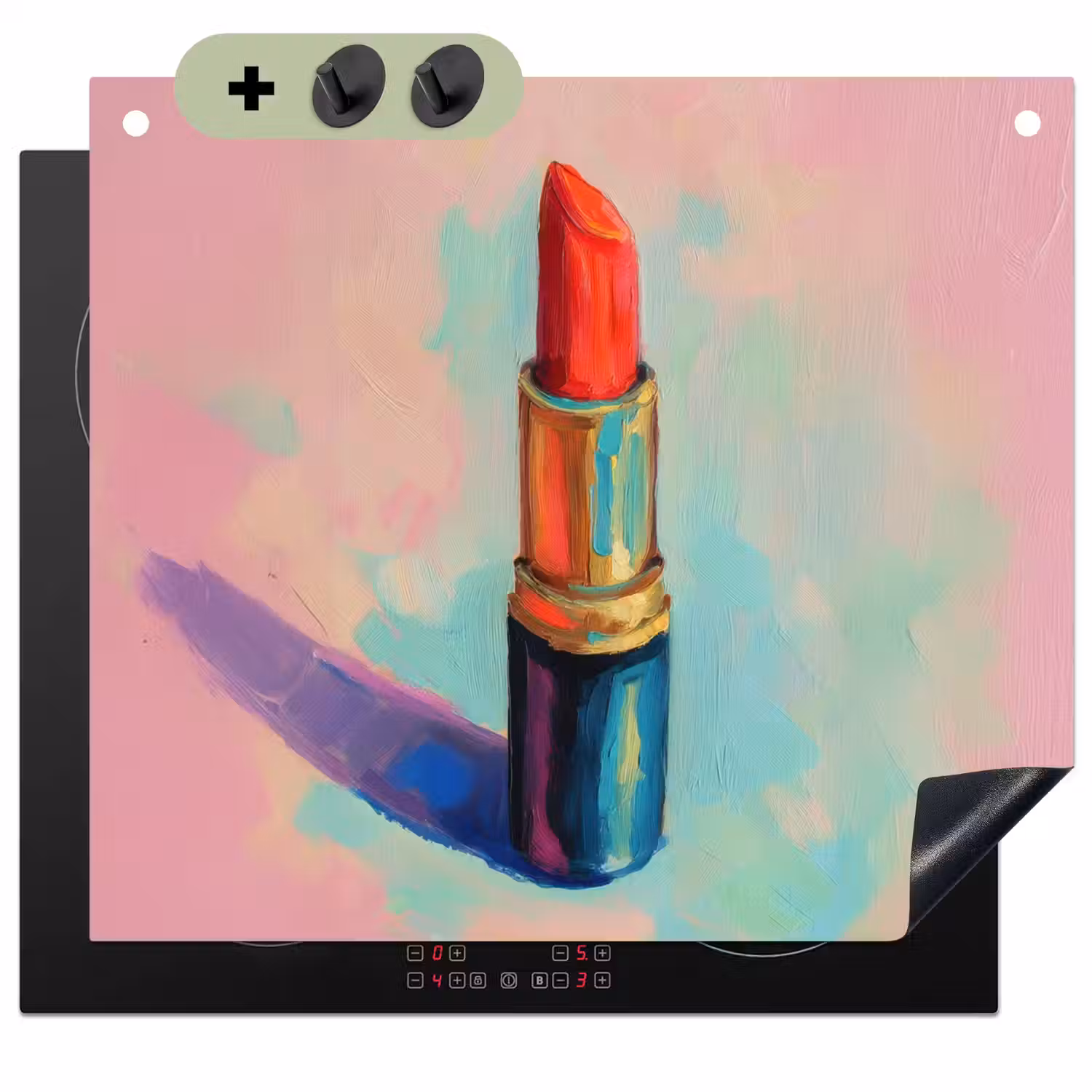Lippenstift - Rood - Penseelstreken Inductie beschemer met haakjes middel -3d