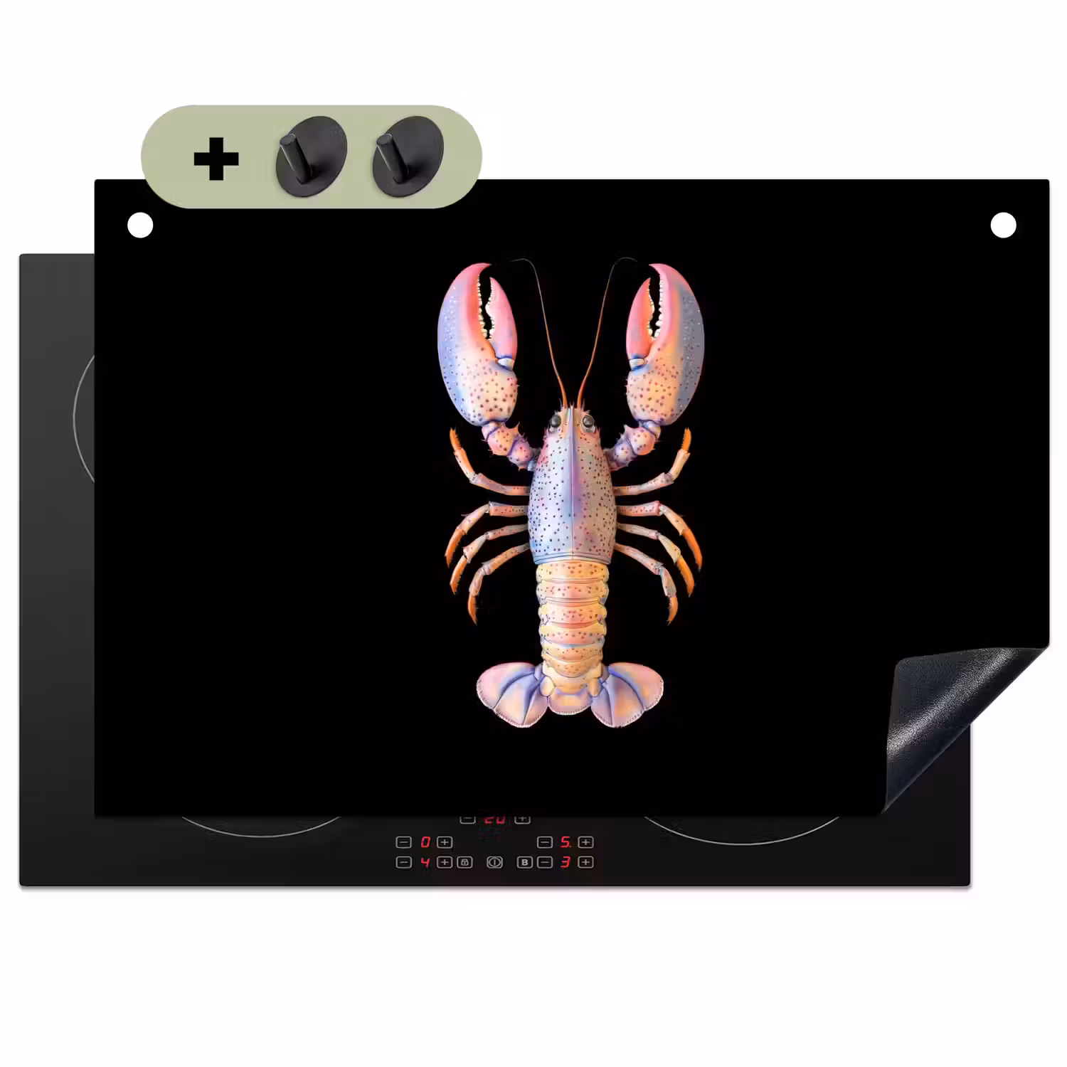 Kreeft - Roze - Zacht - Zwart Inductie beschemer met haakjes klein -3d