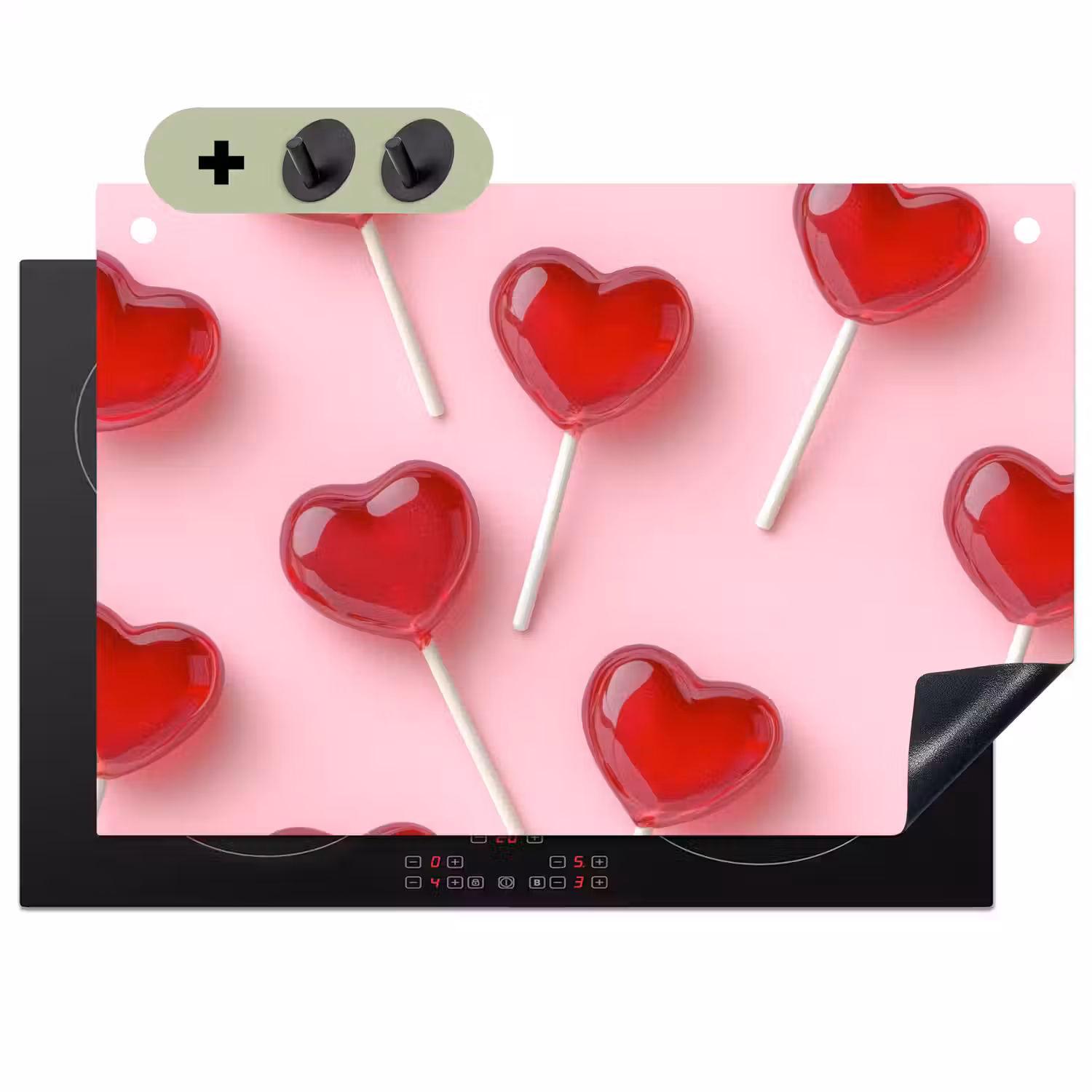 Lollies - Hartjes - Roze Inductie beschemer met haakjes klein -3d