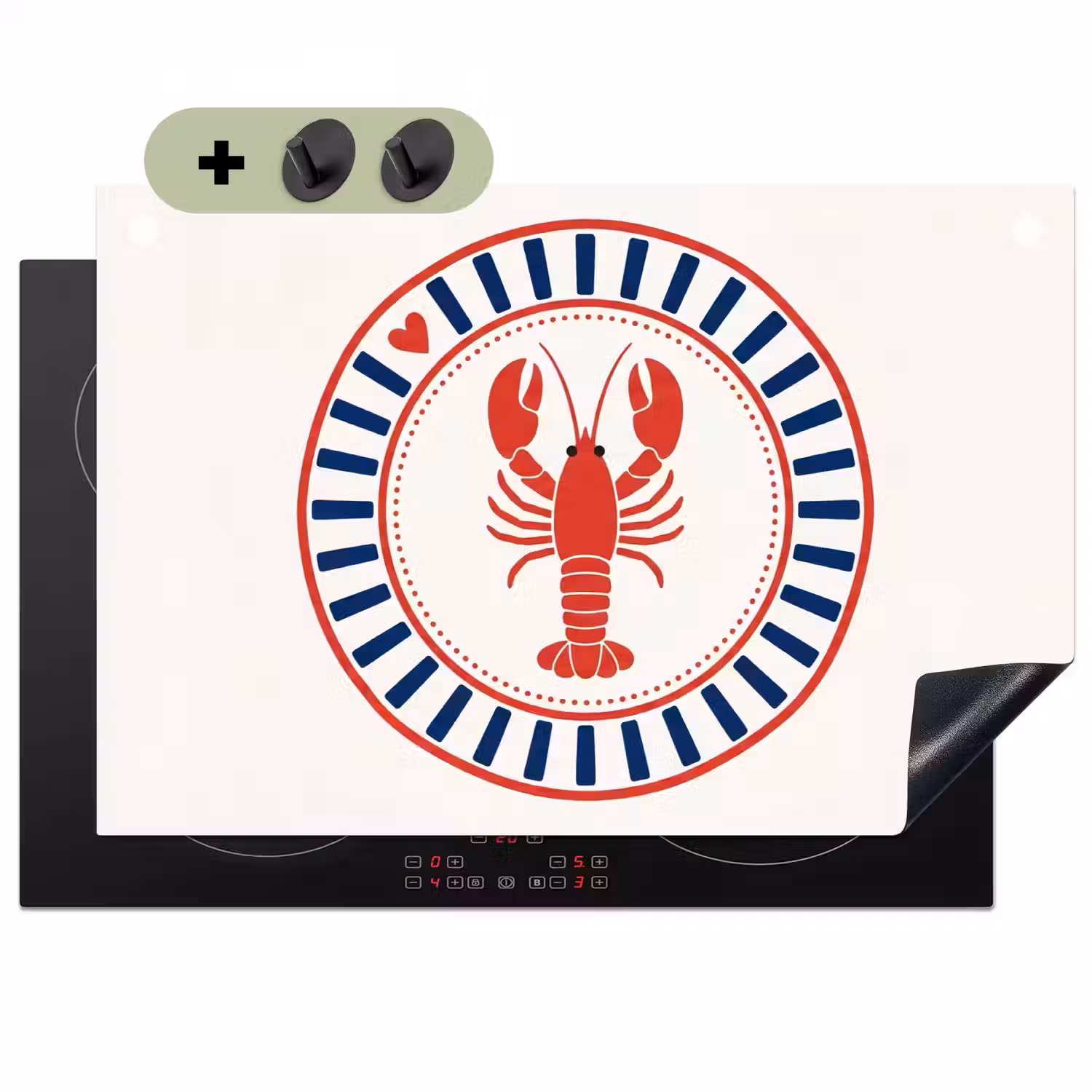 Zeeleven - Kreeft - Embleem - Grafisch - Rood Inductie beschemer met haakjes klein -3d
